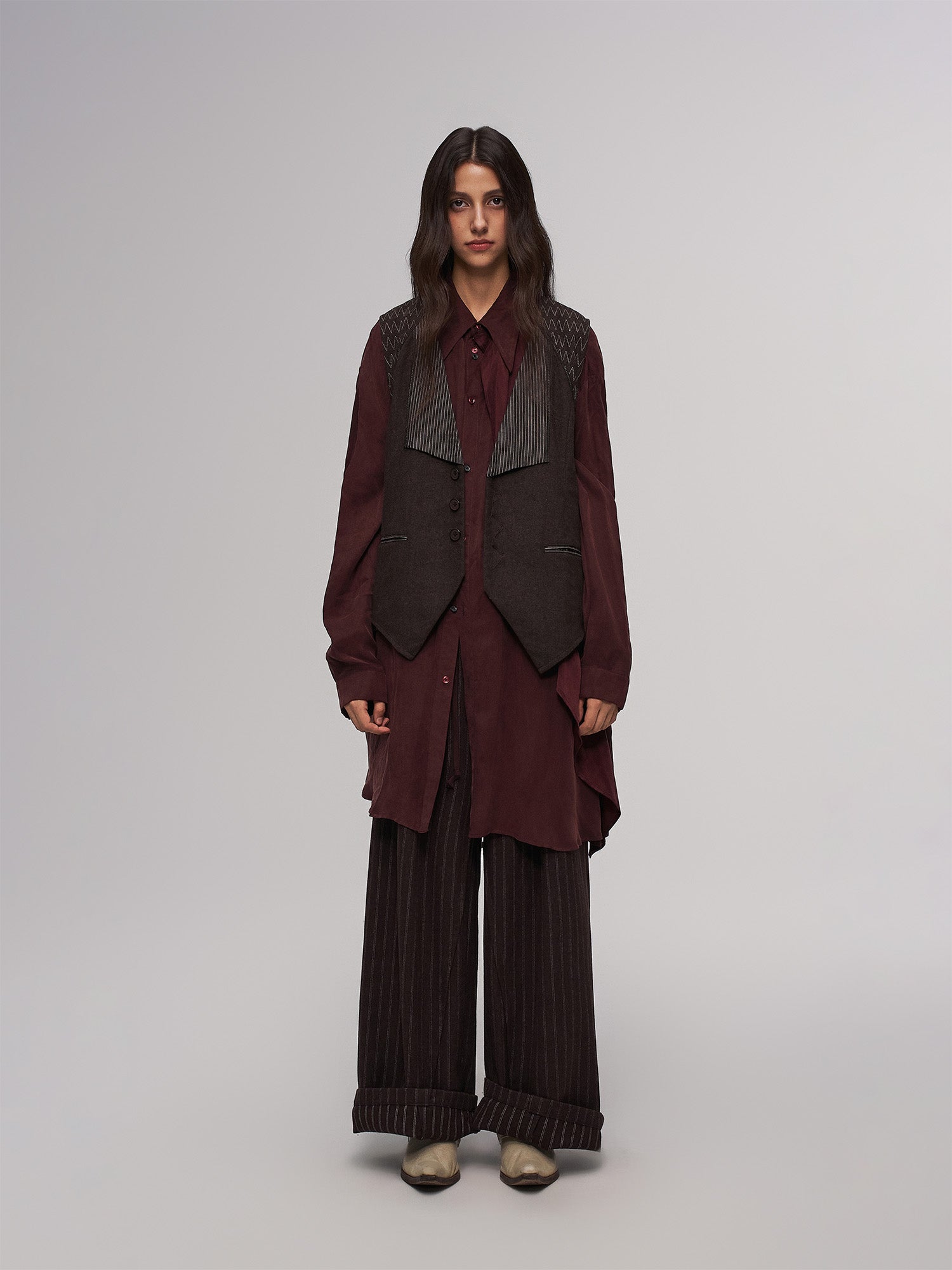 ILNya Nieternite Nifutur Wool-Blend Pinstripe Wide-Leg Pants