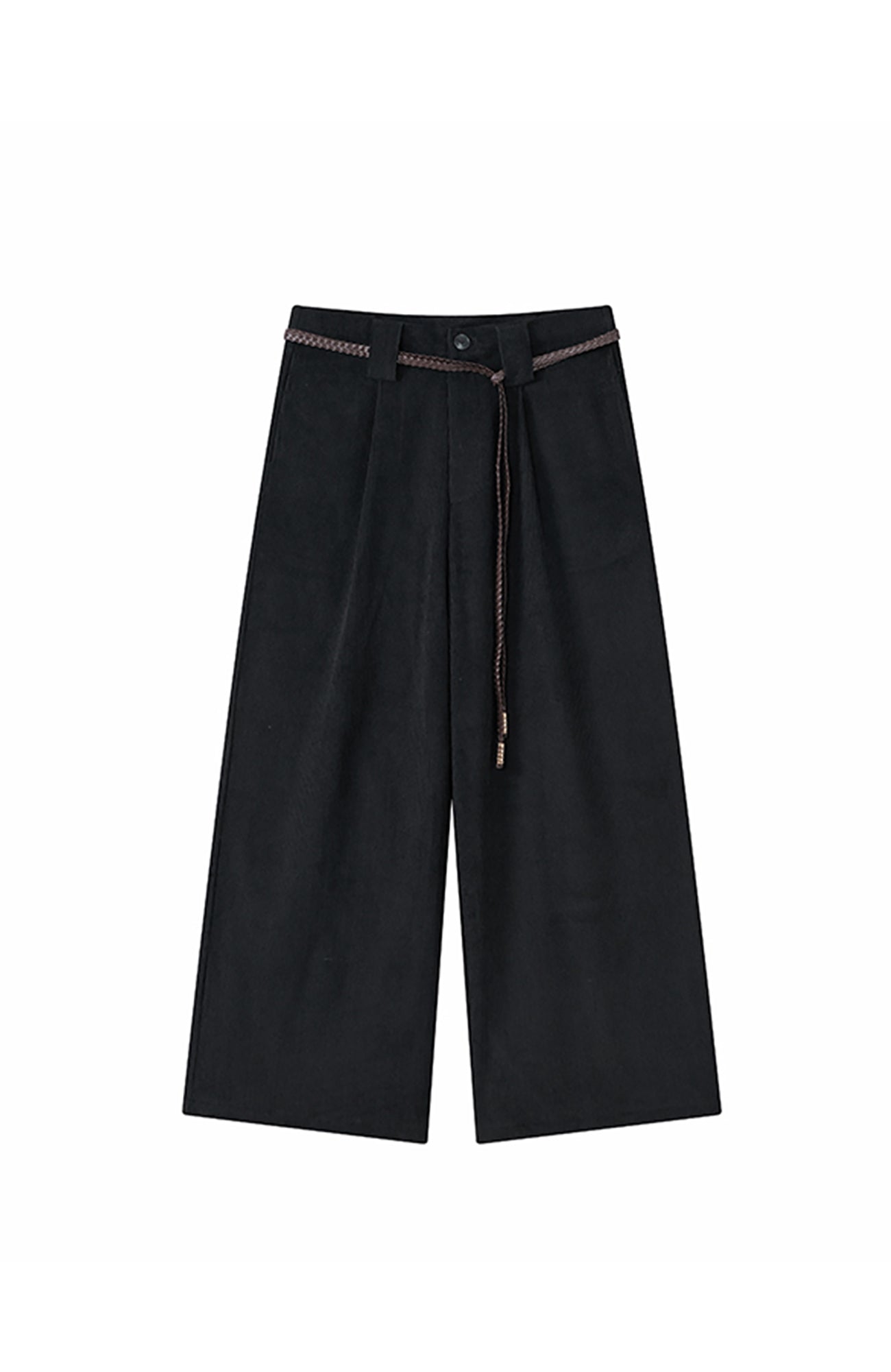 JIECHI Woven Belted Pleated Wide-Leg Suit Pants