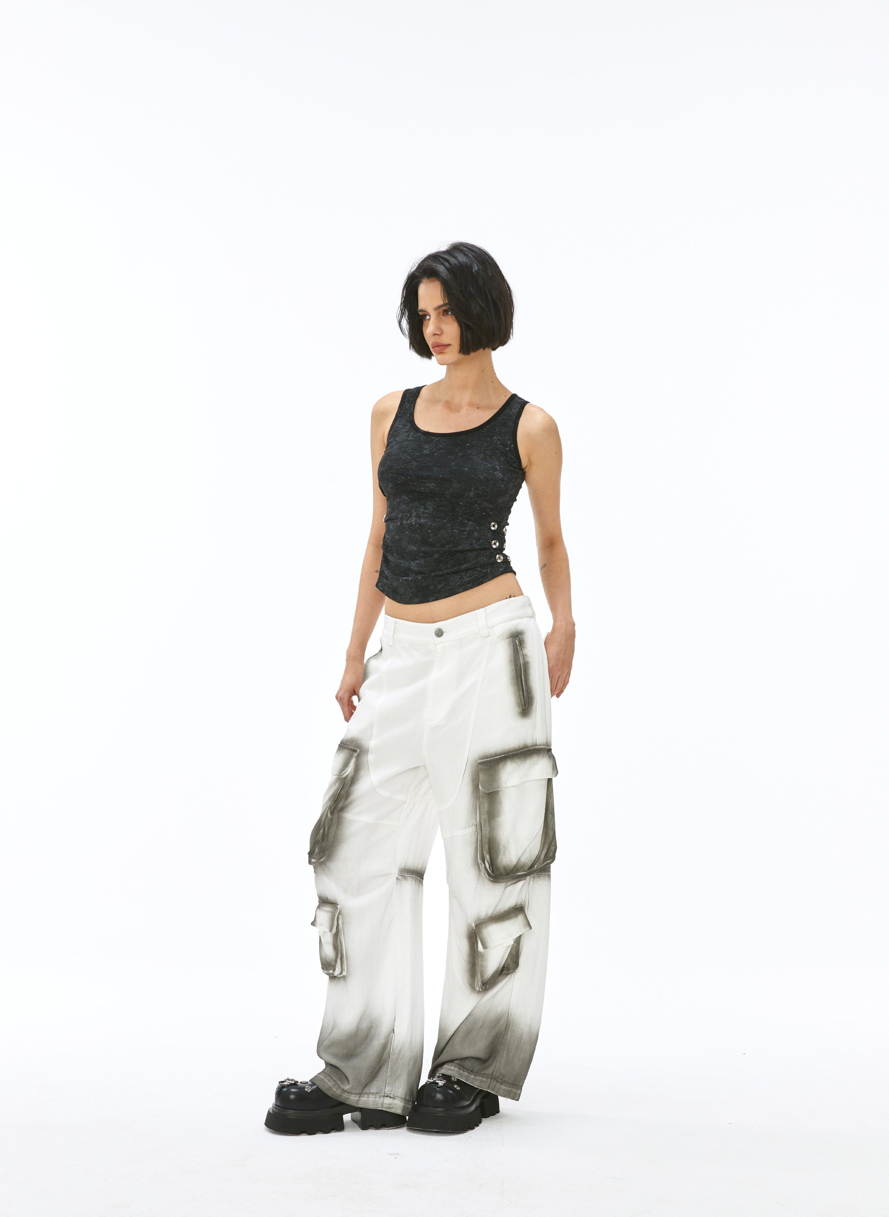 VANN VALRENCE Faded Spray-Dyed Multi-Pocket Cargo Pants, premium urban and streetwear designers apparel on PROJECTISR.com, VANN VALRENCE