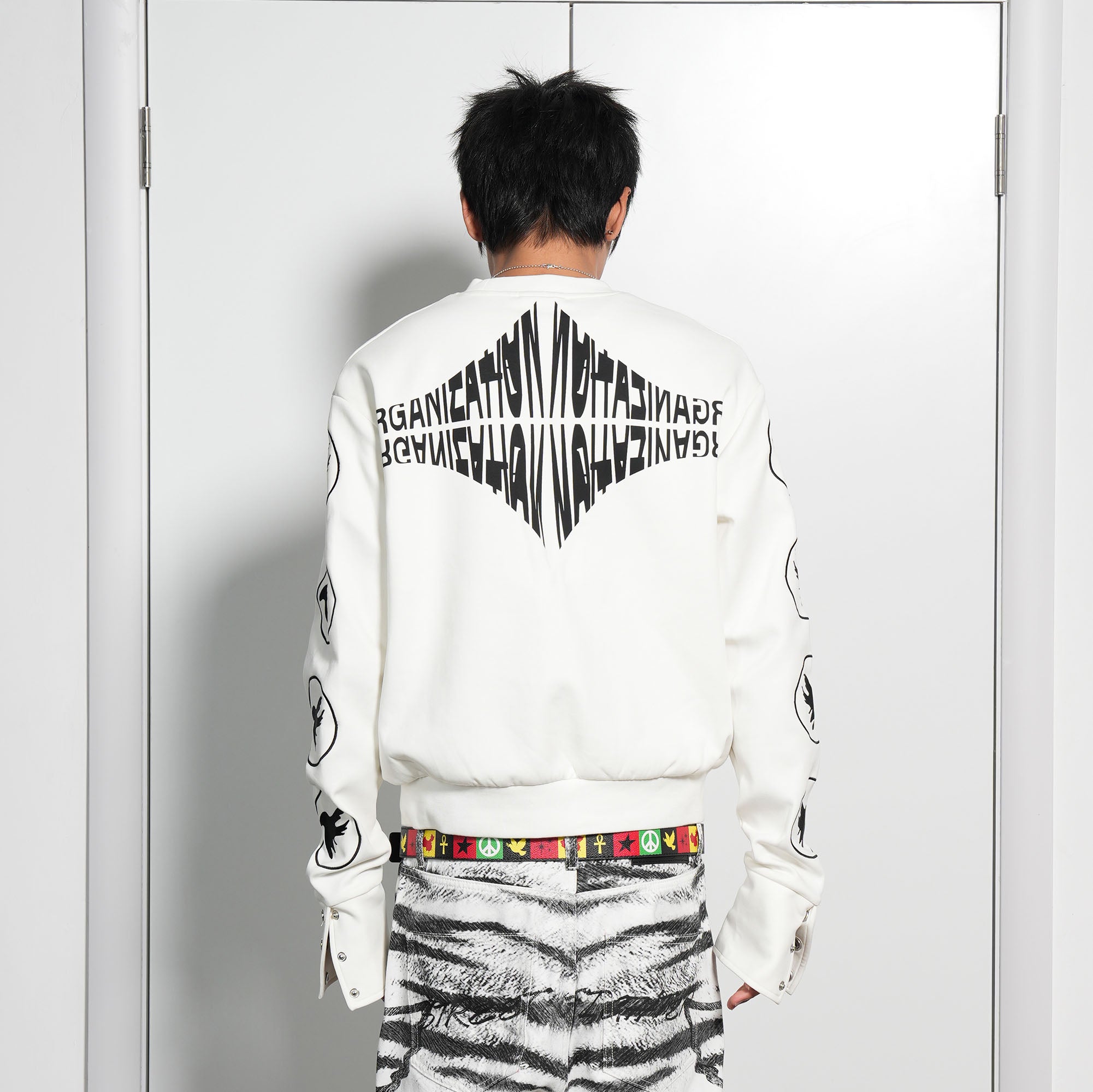 VINKID Peace Dove Patch Snap Sleeve Sweatshirt