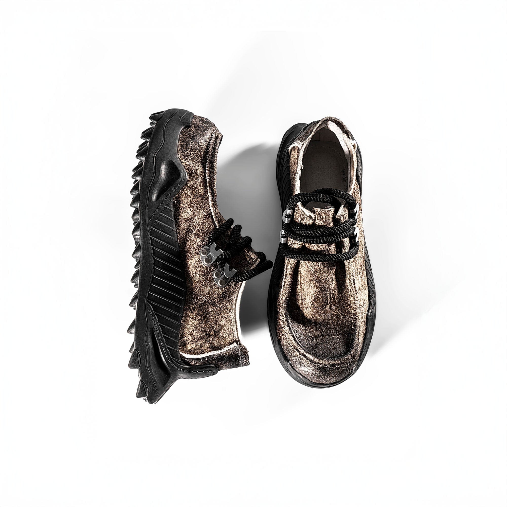 REWRITE Distressed Cowhide Trail Sneakers, premium urban and streetwear designers apparel on PROJECTISR.com, REWRITE
