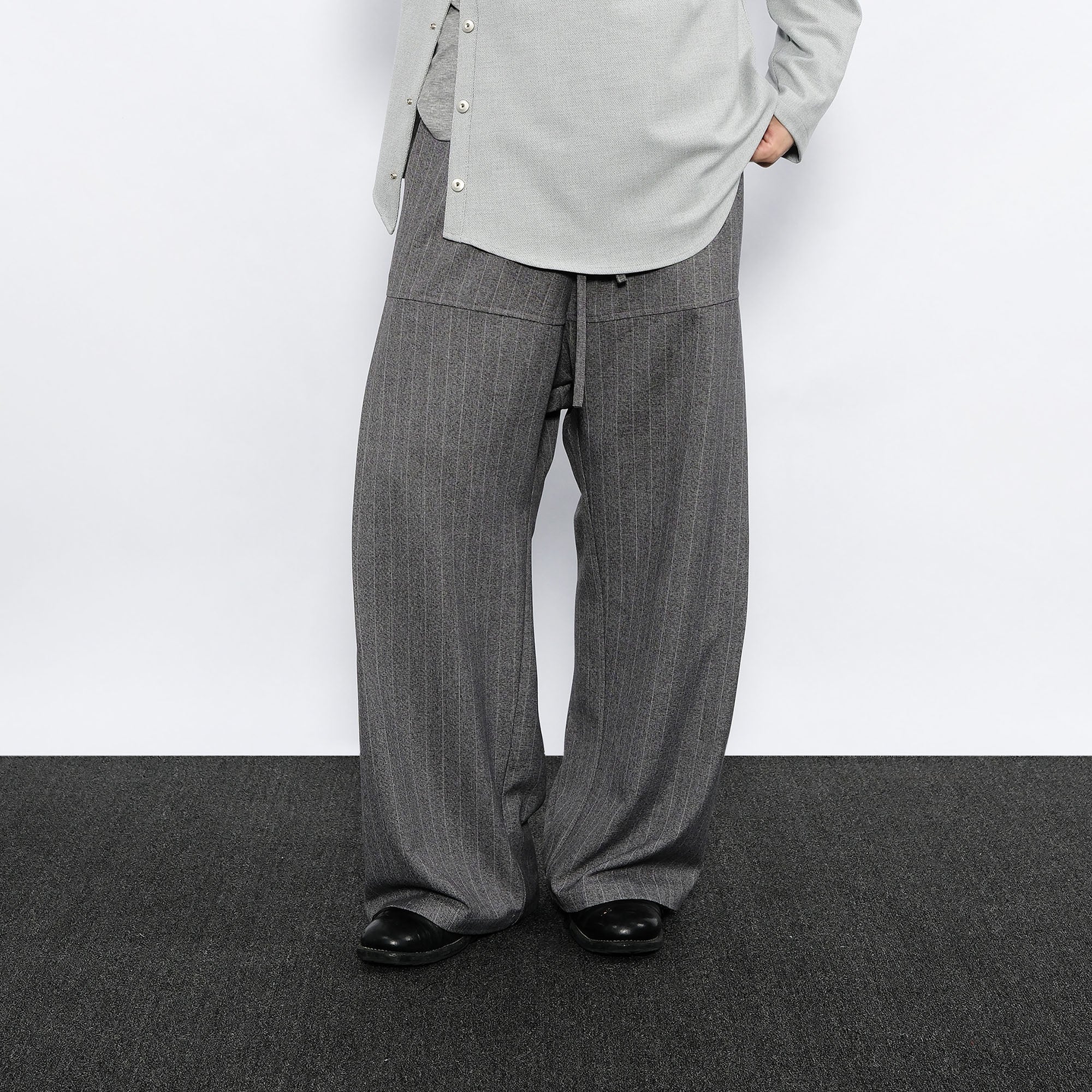 7440 37 1 Striped Drawstring Panel Wide-Leg Trousers, premium urban and streetwear designers apparel on PROJECTISR.com, 7440 37 1