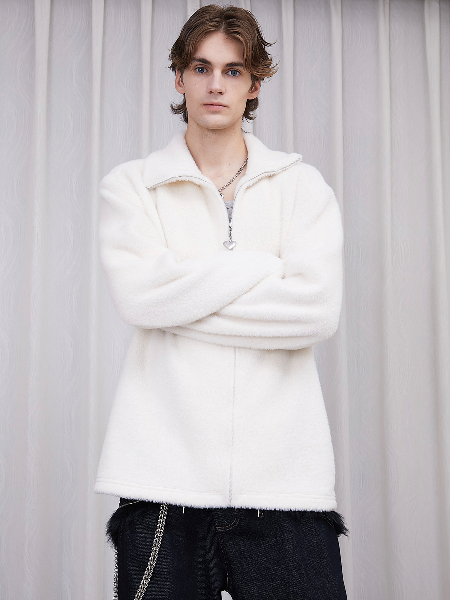 ASSEEN Asym-Zip Mohair Cardigan