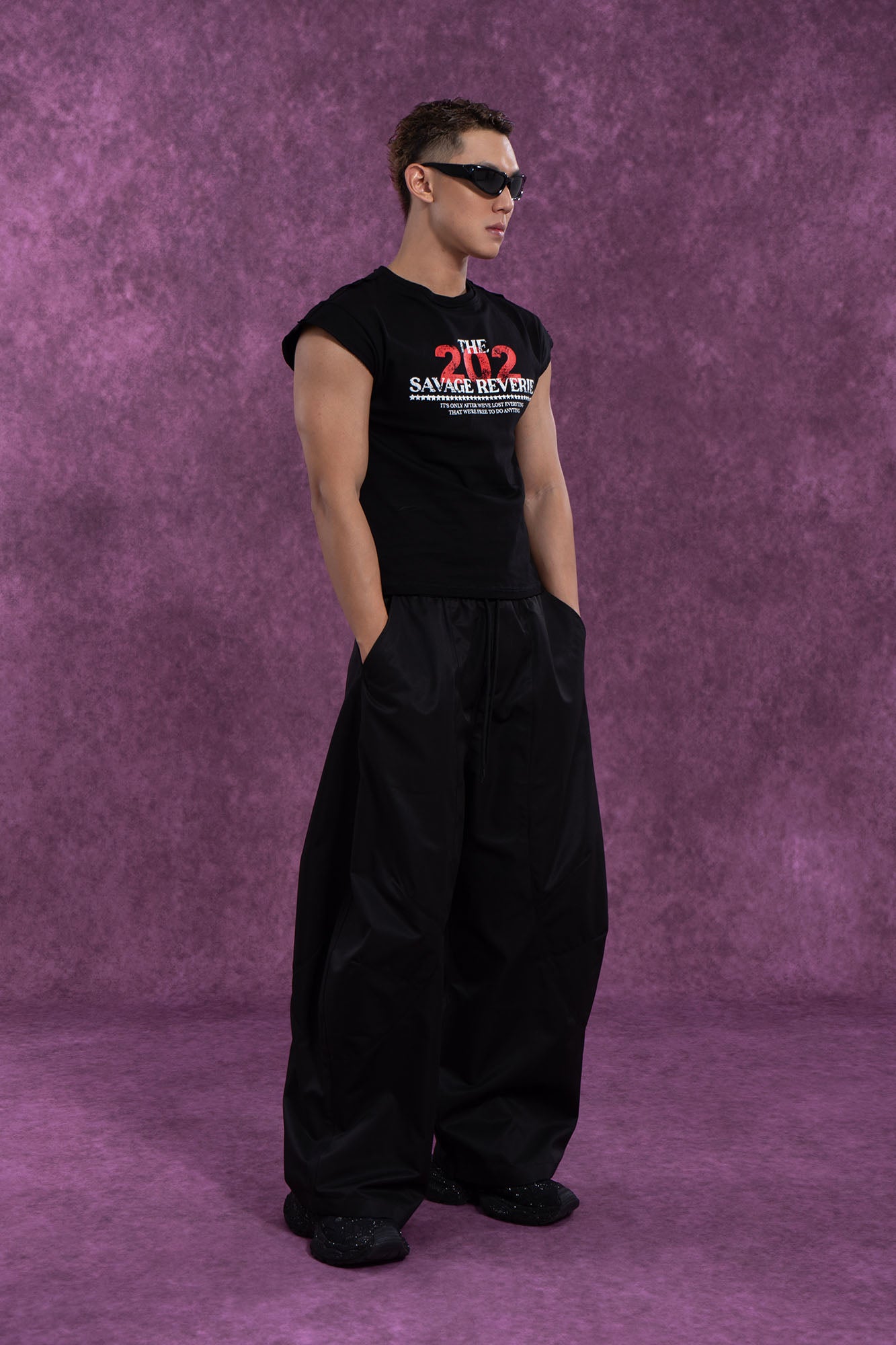 CLP Curved Panel Oversized Parachute Pants