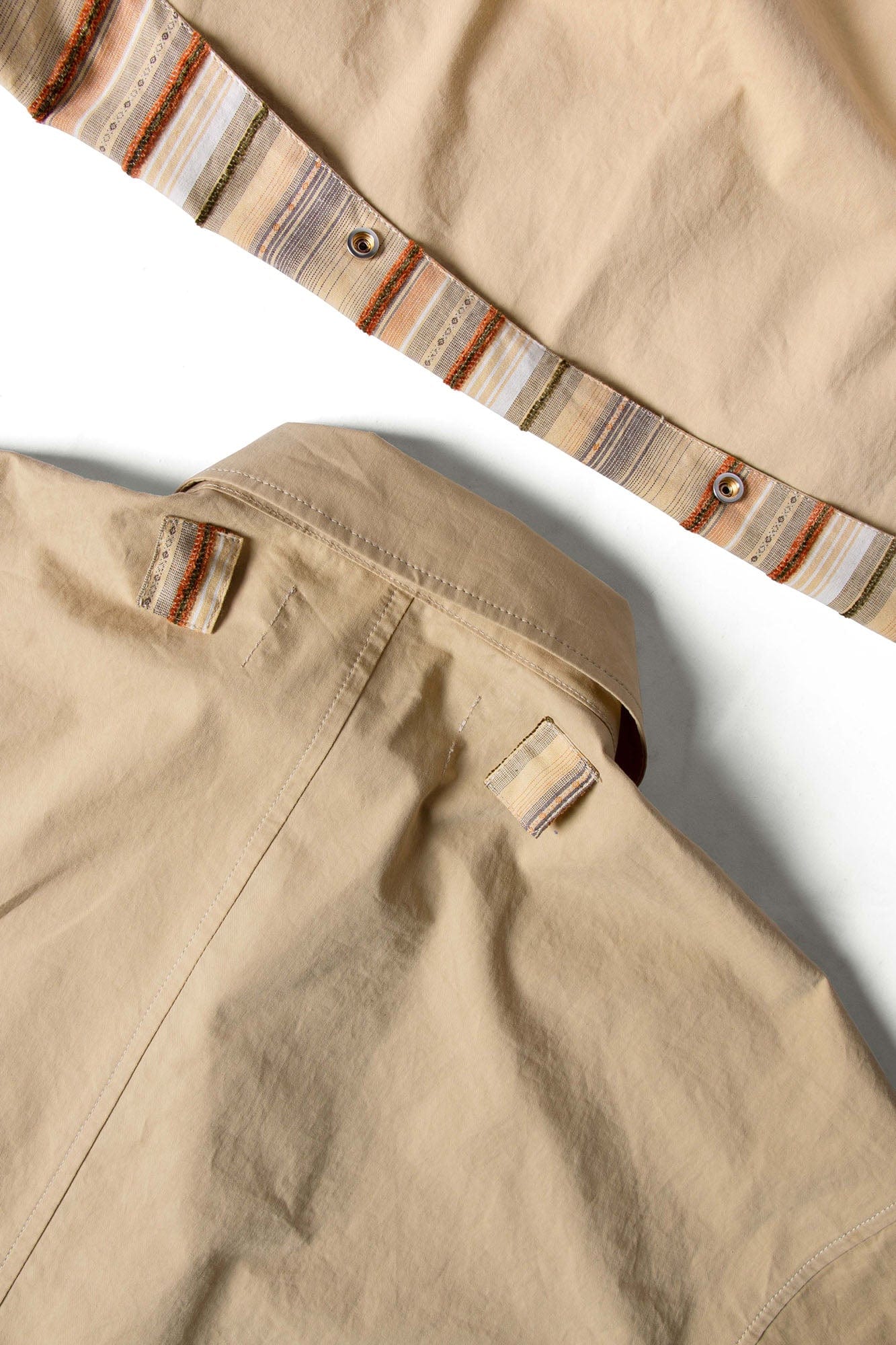RELABEL Detachable Hood Beaded Ruched Shirt Brown, premium urban and streetwear designers apparel on PROJECTISR.com, RELABEL