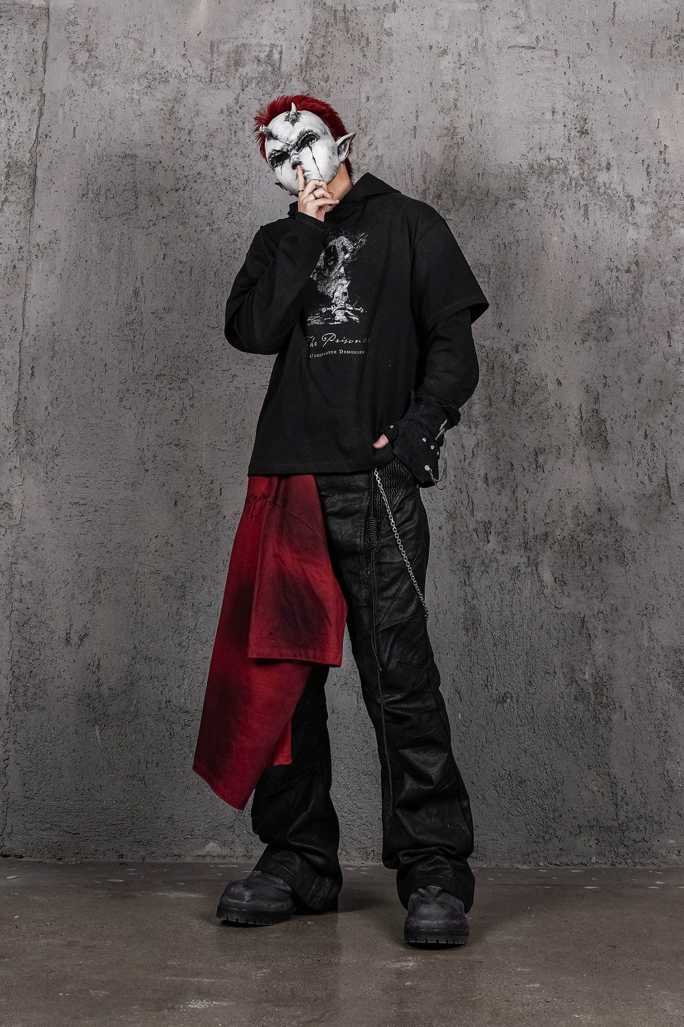 UNDERWATER The Prisoner Distressed Layered Hoodie, premium urban and streetwear designers apparel on PROJECTISR.com, UNDERWATER