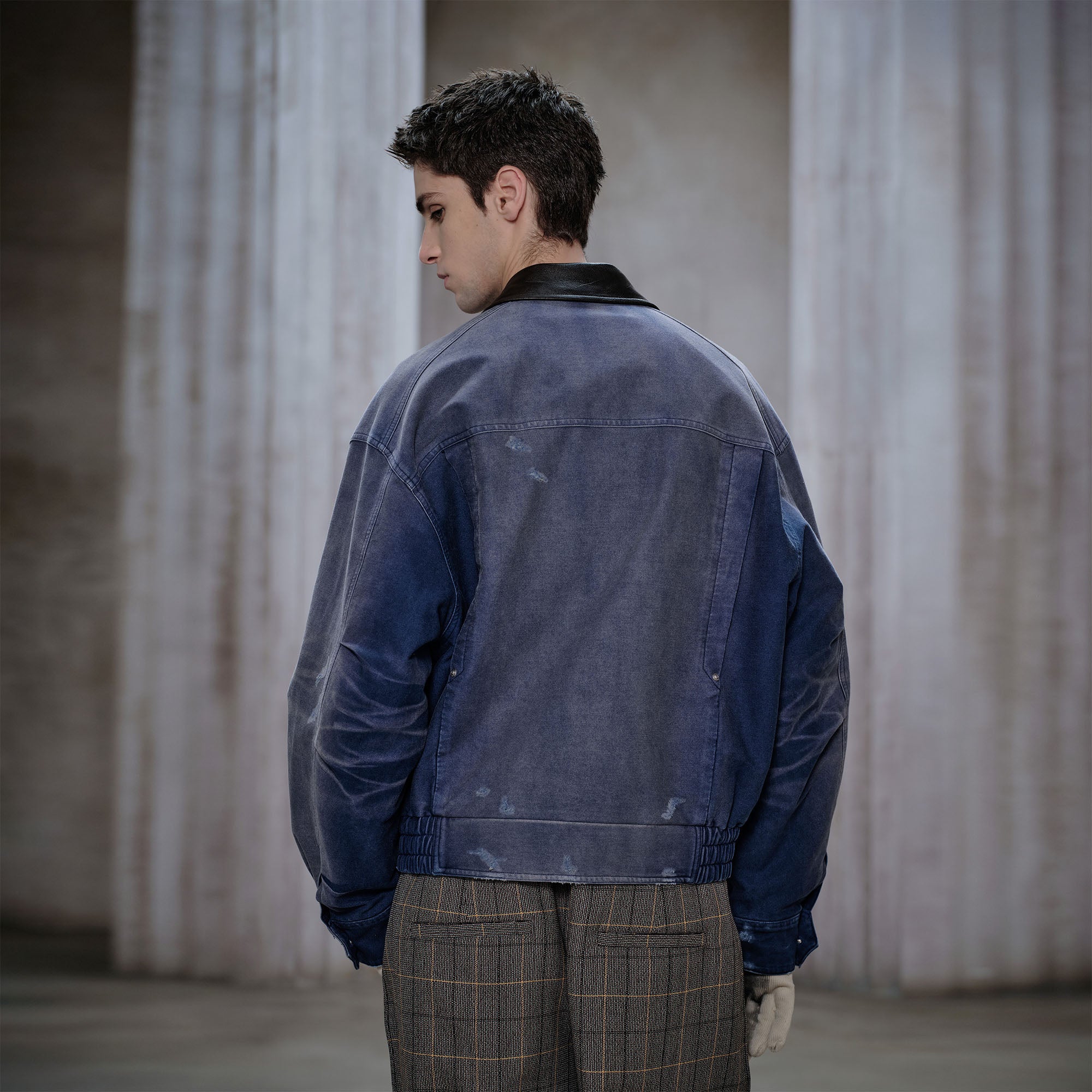 FACEONLAB Washed Gradient Utility Jacket Blue, premium urban and streetwear designers apparel on PROJECTISR.com, FACEONLAB