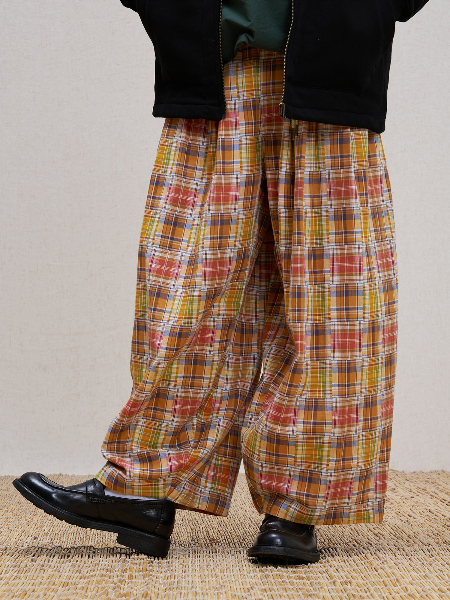 UNLIMITED MOTE Patchwork Plaid Balloon Pants