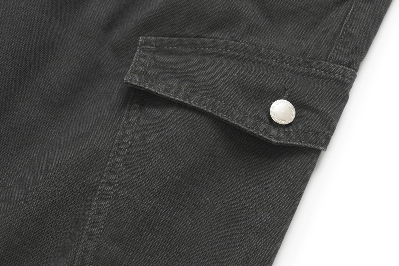 OKAYTHXBYE Washed Button Flap-Pocket Cargo Pants, premium urban and streetwear designers apparel on PROJECTISR.com, OKAYTHXBYE