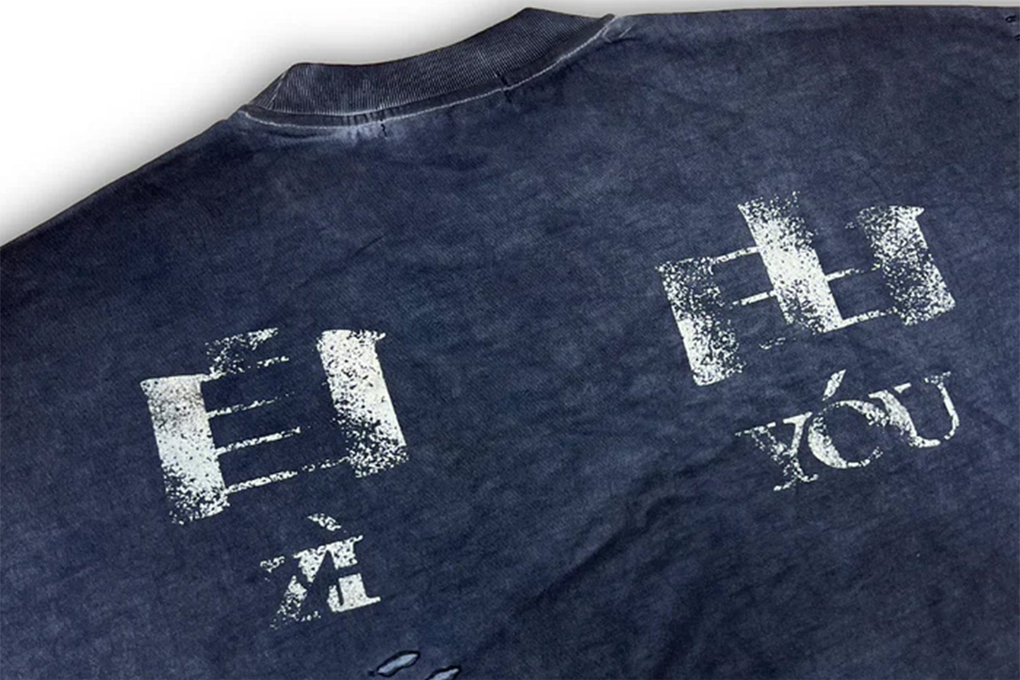 TECNINEGROUP Distressed Blue-Dyed Graphic T-Shirt, premium urban and streetwear designers apparel on PROJECTISR.com, TECNINEGROUP