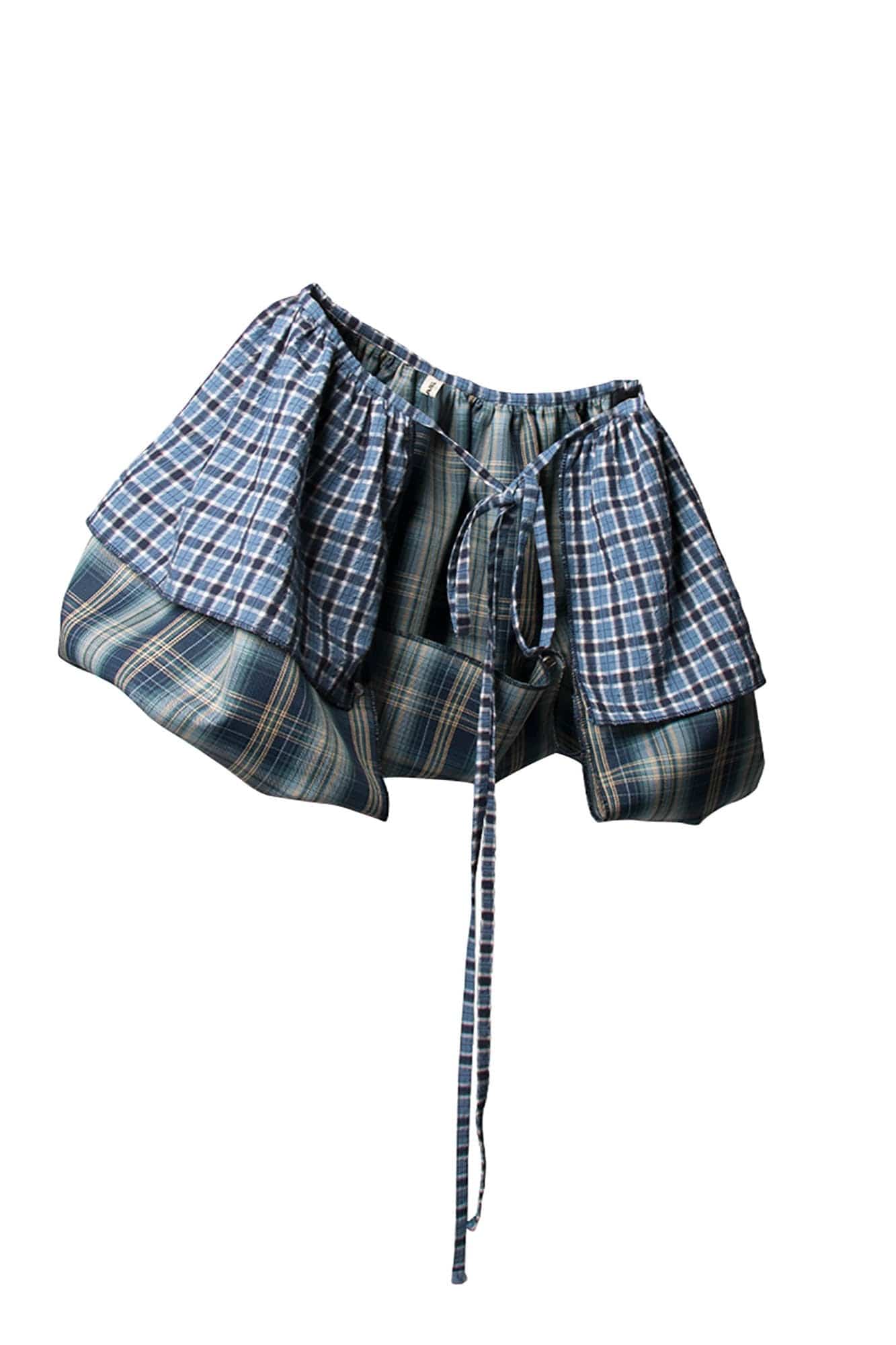RELABEL Multi-Wear Plaid Layered Draped Skirt, premium urban and streetwear designers apparel on PROJECTISR.com, RELABEL
