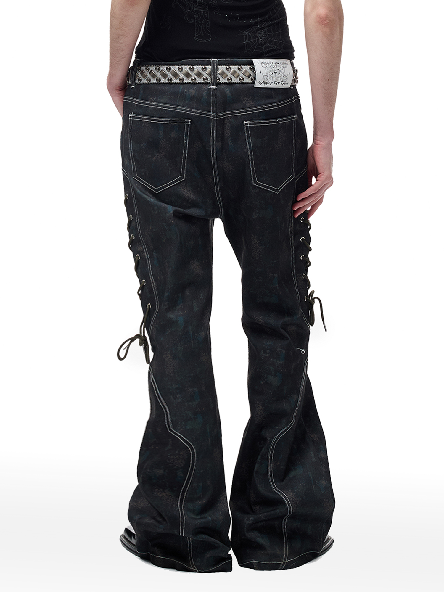 CYCYCY Wasteland Leopard Drawcord Flared Jeans