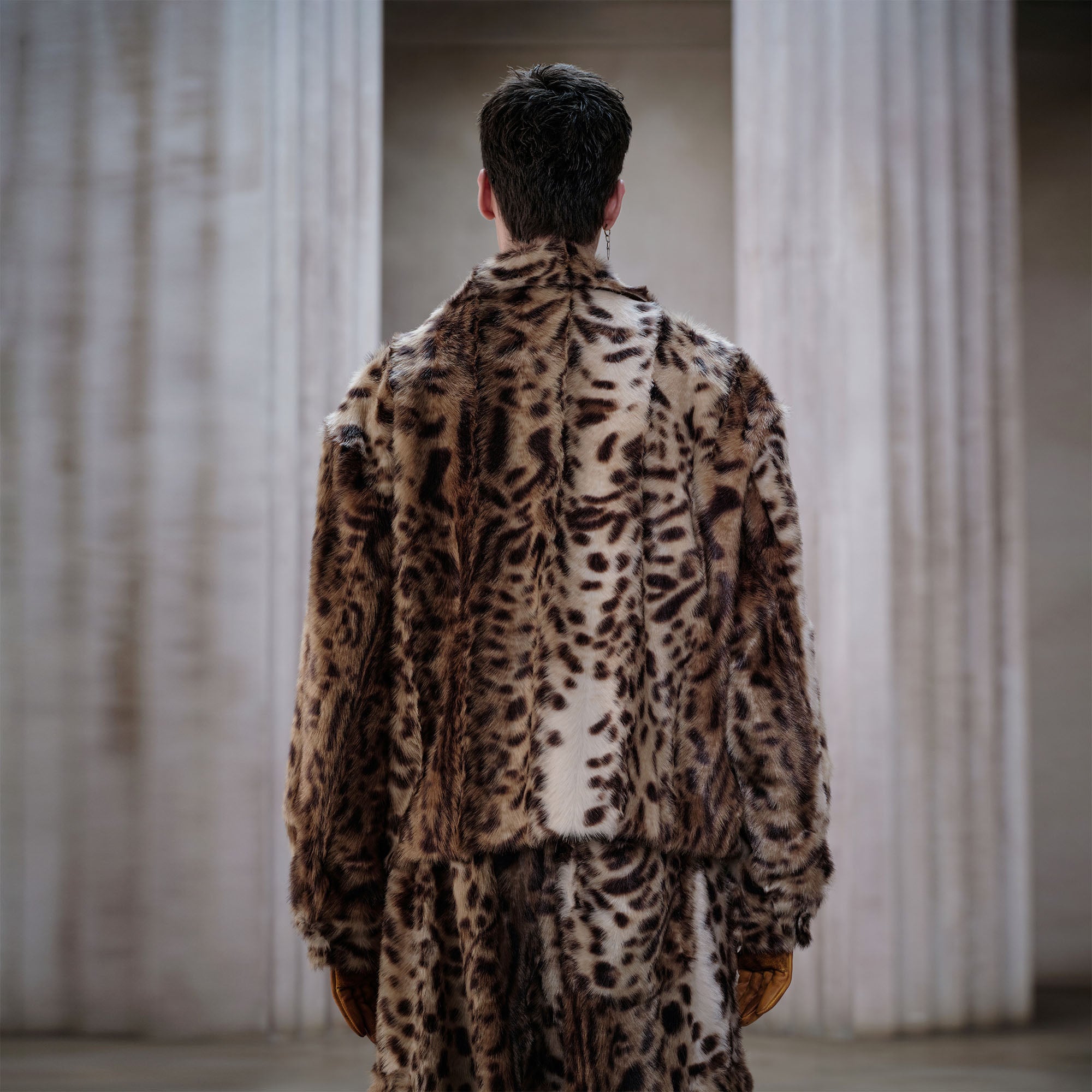 FACEONLAB Leopard Faux Fur Jacket