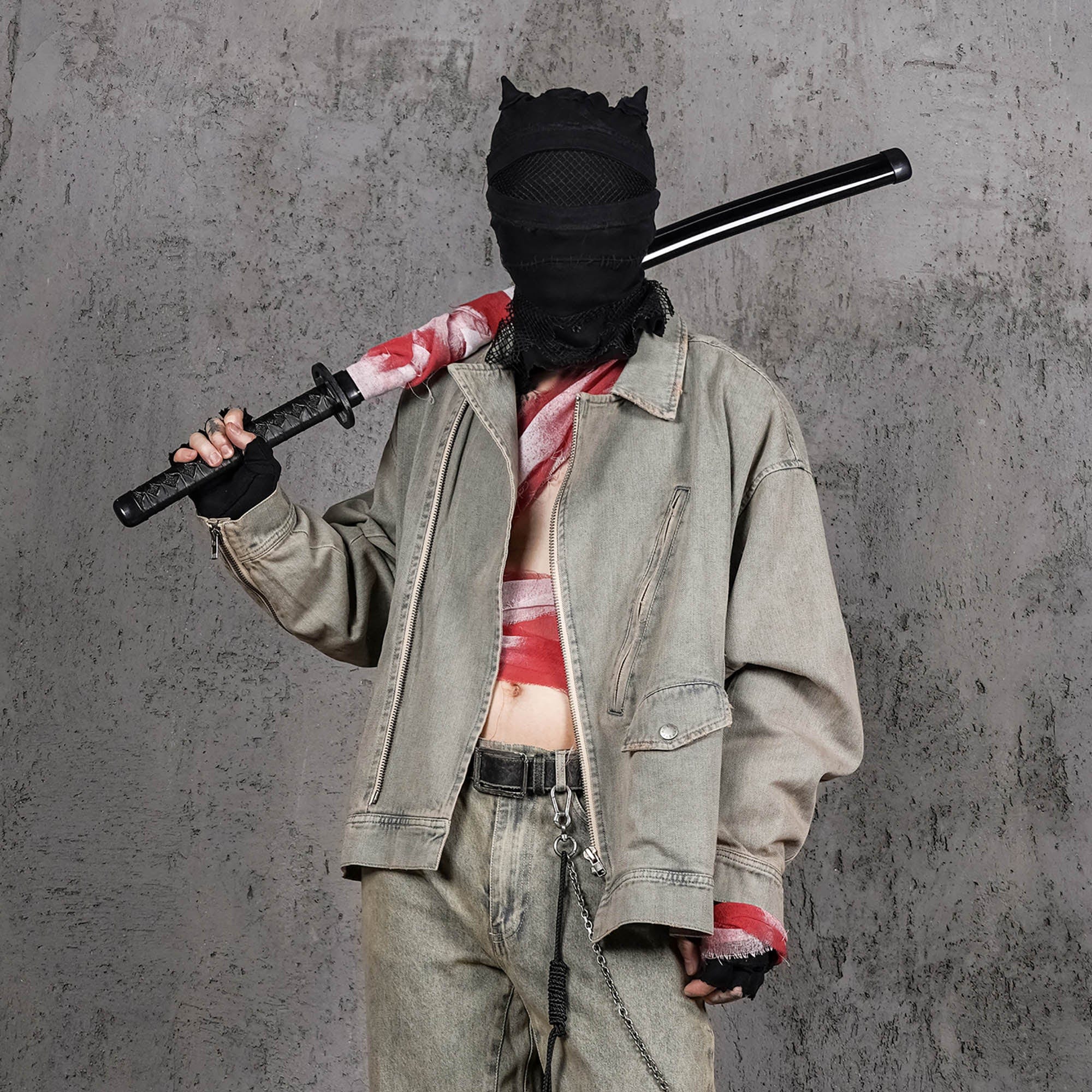 UNDERWATER Acid Wash Zipper Biker Jacket, premium urban and streetwear designers apparel on PROJECTISR.com, UNDERWATER