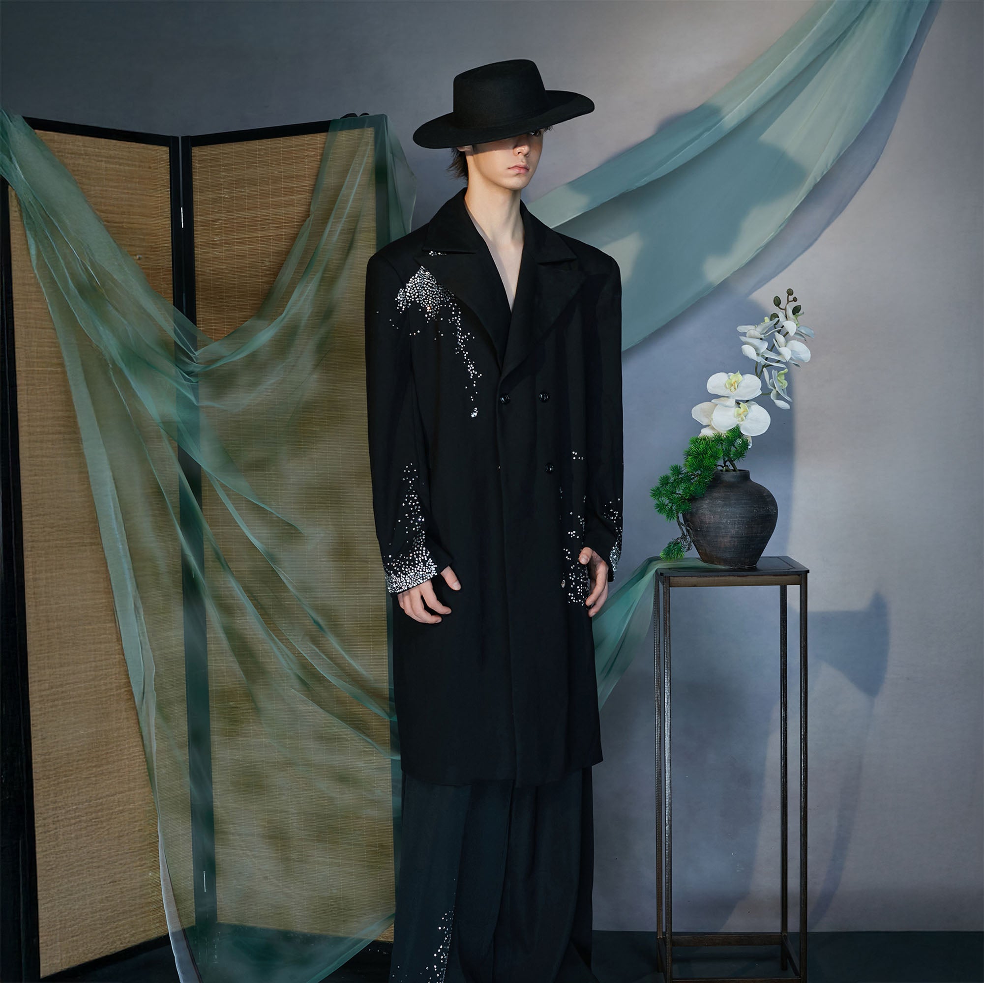 JIECHI Diamond Structured Overcoat, premium urban and streetwear designers apparel on PROJECTISR.com, JIECHI