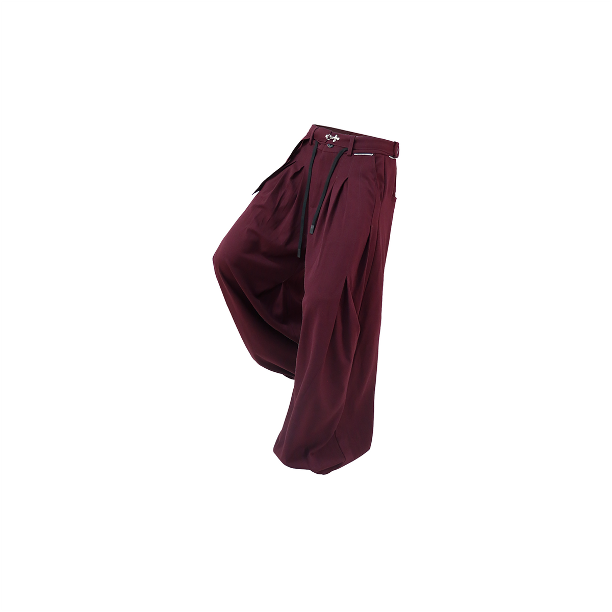 RELABEL Pleated Wide-Leg Elasticated Belt Trousers