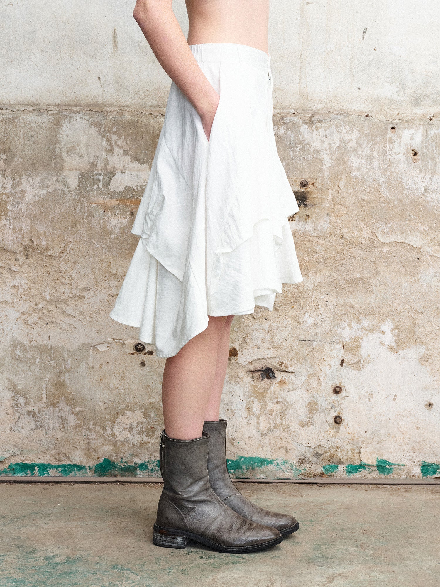 ILNya Nieternite Nifutur Layered Asymmetrical Skort Shorts White, premium urban and streetwear designers apparel on PROJECTISR.com, ILNya Nieternite Nifutur