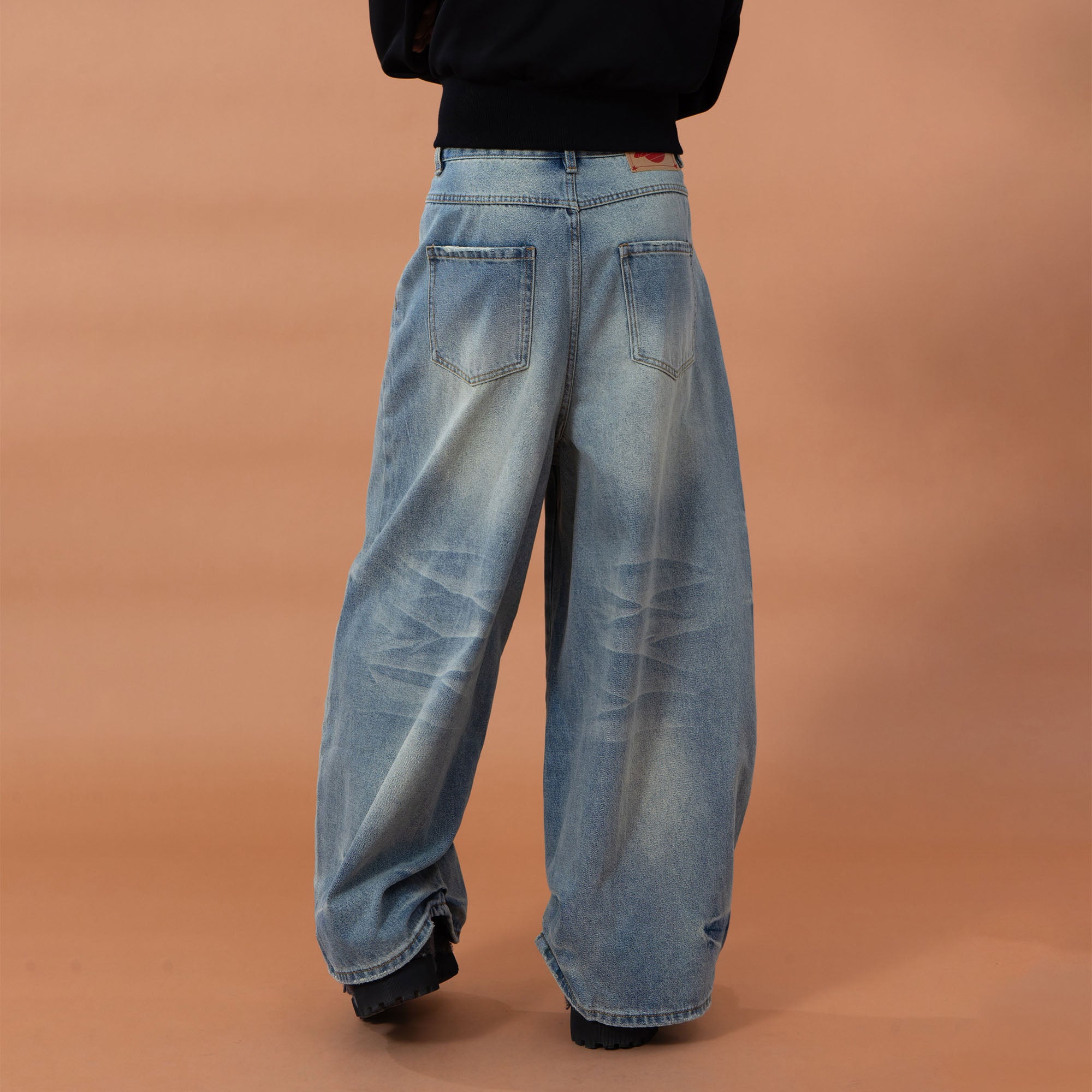 CLP Whiskering Washed Oversized Curved-Leg Jeans, premium urban and streetwear designers apparel on PROJECTISR.com, CLP