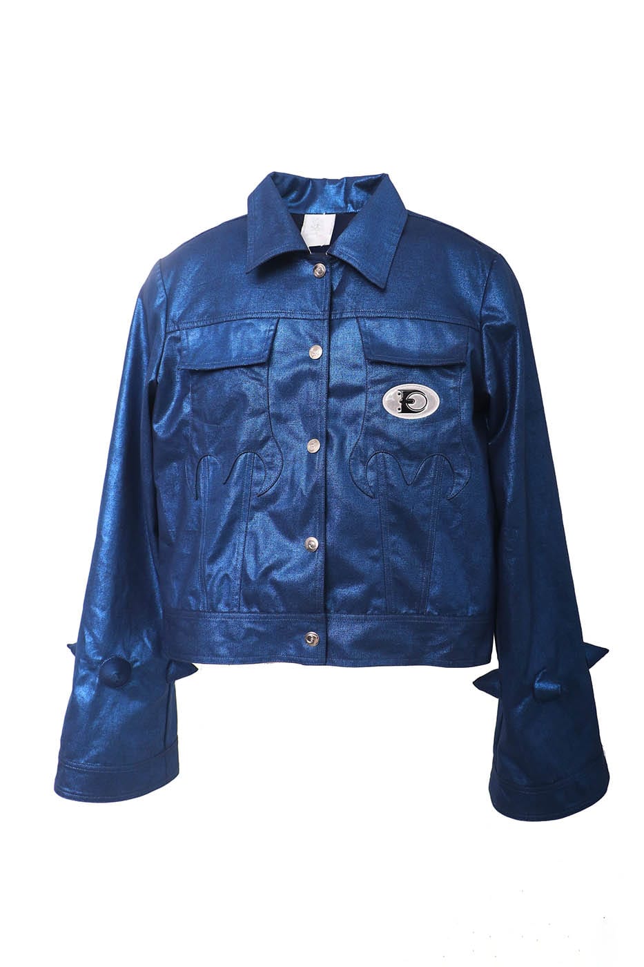 EMBRYO Metallic Sheen Embossed Spiked Sleeve Jacket, premium urban and streetwear designers apparel on PROJECTISR.com, EMBRYO