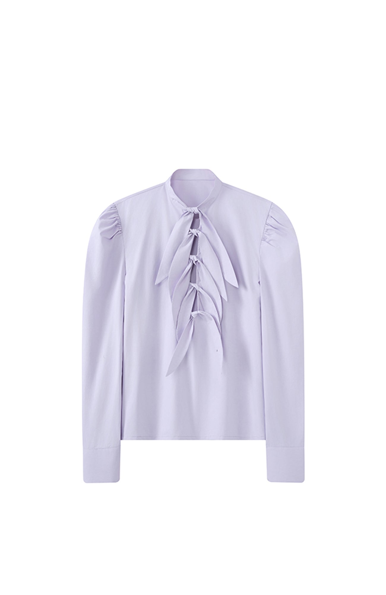 JIECHI Multi-Tie Front Ruched Shoulder Shirt