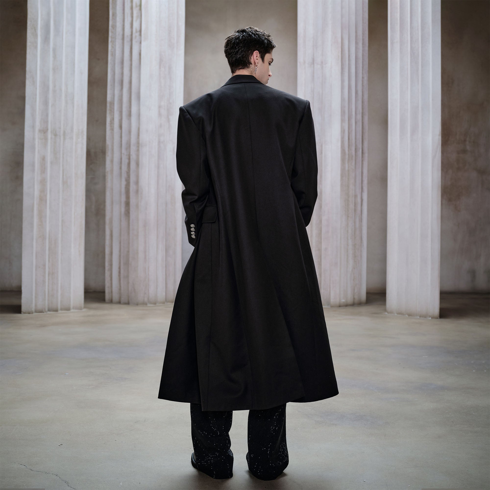 FACEONLAB Structured Double-Breasted Overcoat, premium urban and streetwear designers apparel on PROJECTISR.com, FACEONLAB