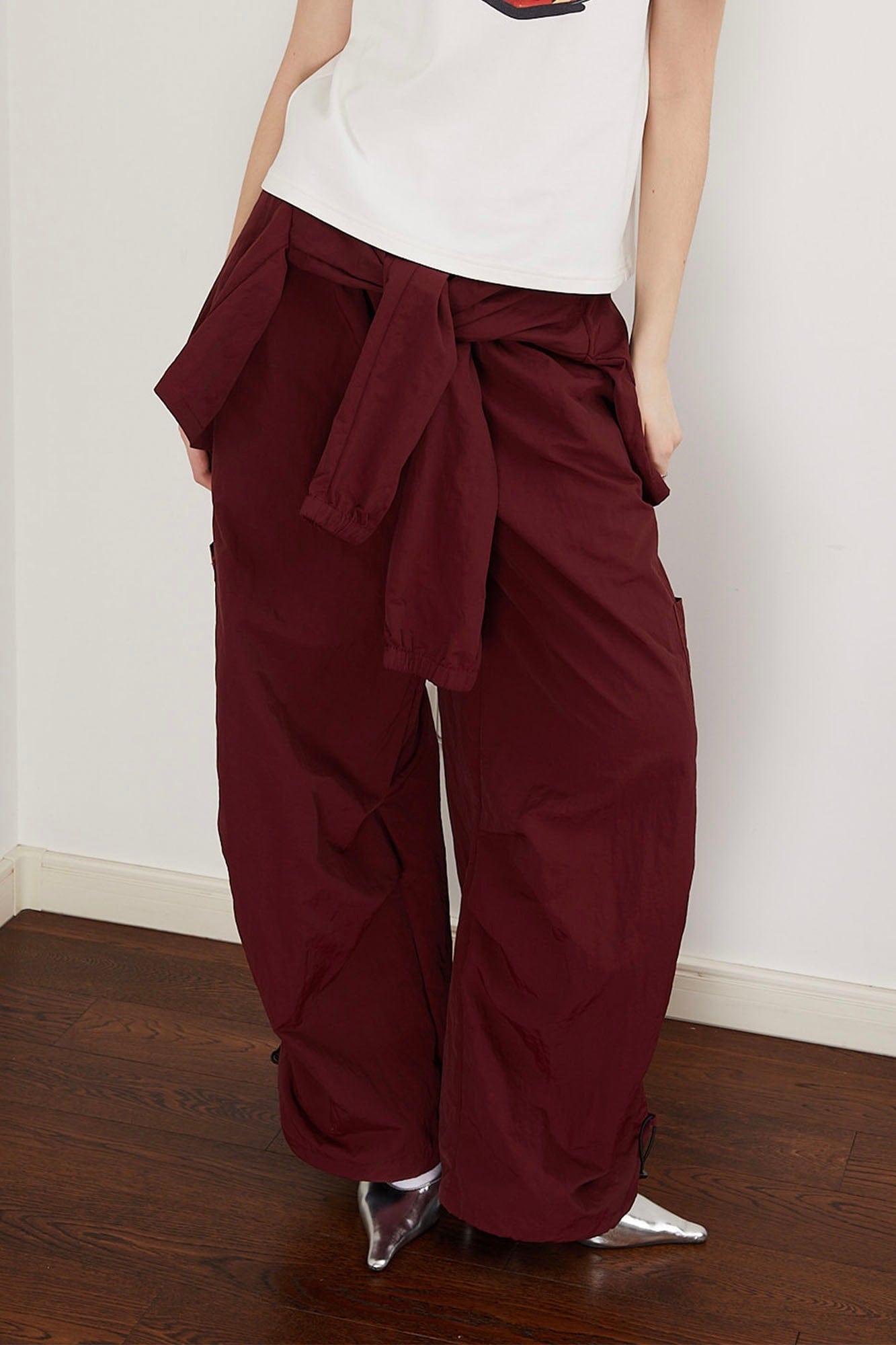 ASSEEN Detachable Draped Flap Wrinkled Parachute Pants, premium urban and streetwear designers apparel on PROJECTISR.com, ASSEEN