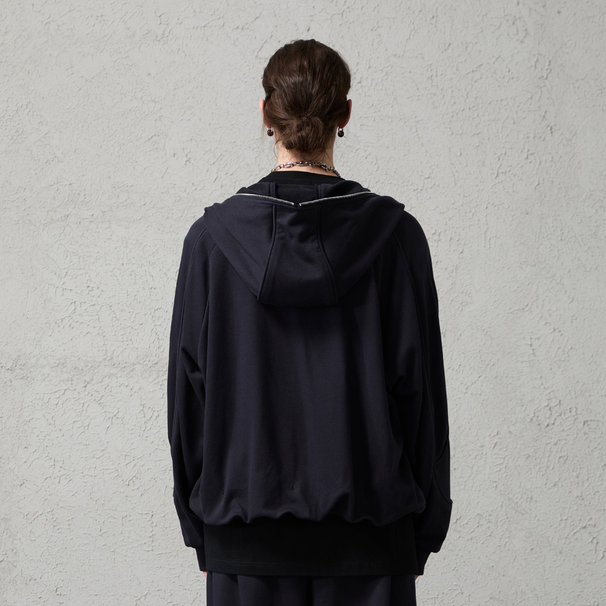 ORGANIC EMOTION Curved Panel Drawstring-Hem Zip-Up Hoodie, premium urban and streetwear designers apparel on PROJECTISR.com, ORGANIC EMOTION