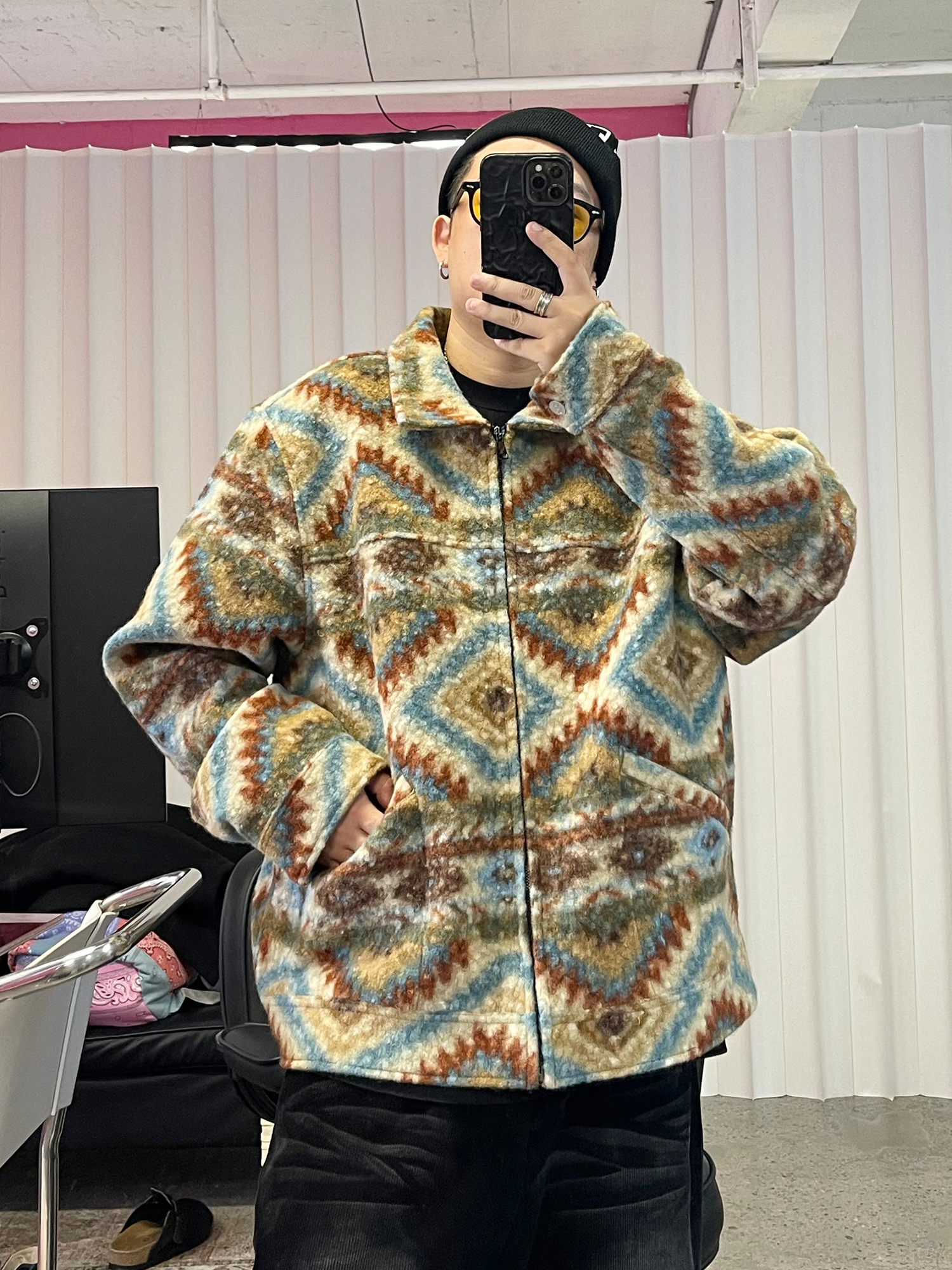 ME DA IGUAL Retro Tribal Jacquard Fleece Jacket