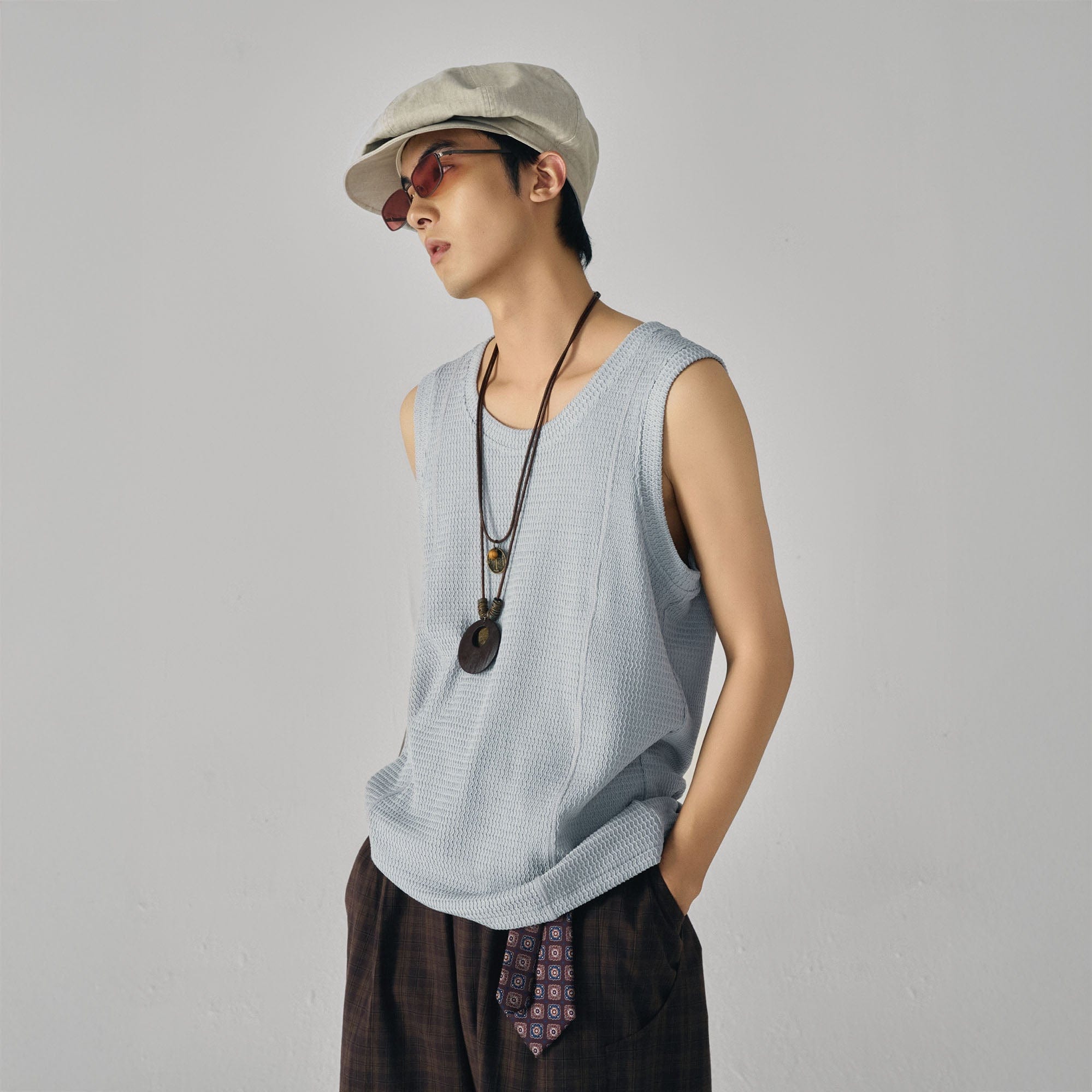 GONGHE REPUB Wavy Ribbed Vest, premium urban and streetwear designers apparel on PROJECTISR.com, GONGHE REPUB