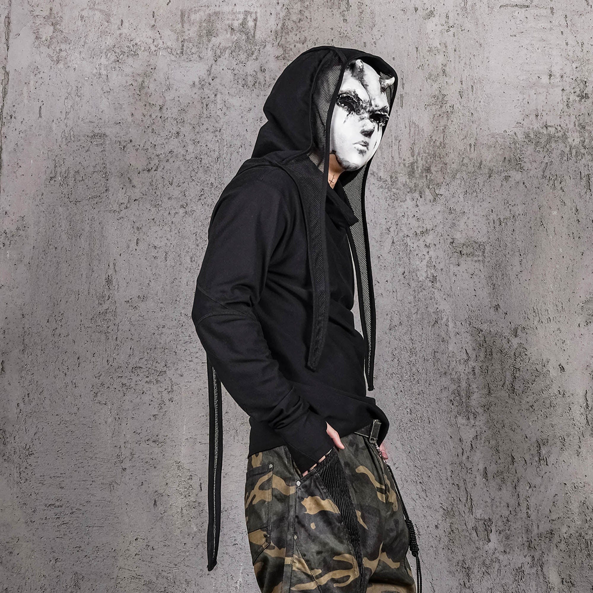 UNDERWATER Mesh-Spliced Long Strap Durag, premium urban and streetwear designers apparel on PROJECTISR.com, UNDERWATER
