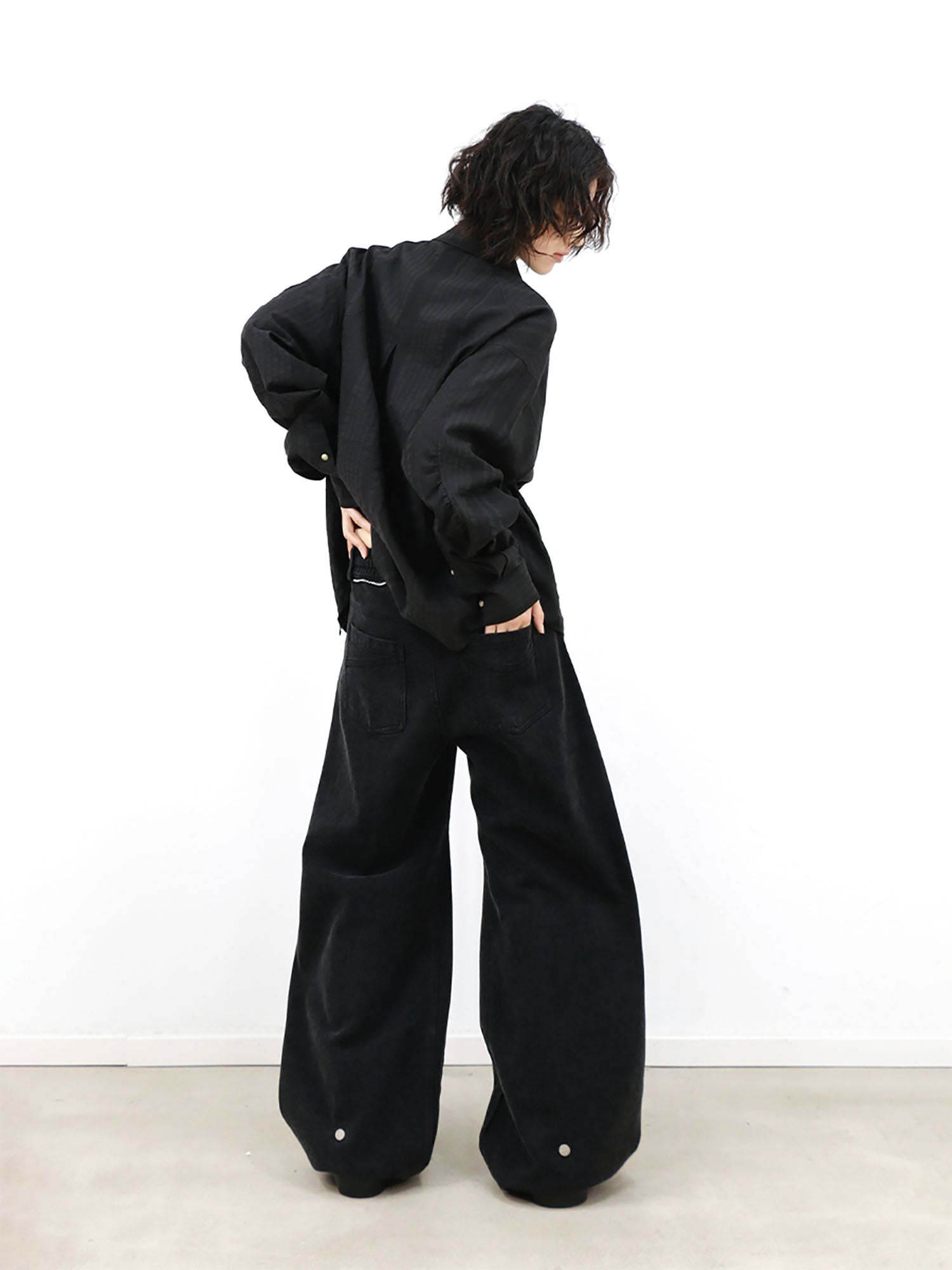 RELABEL Washed Studded Panel Oversized Jeans Black, premium urban and streetwear designers apparel on PROJECTISR.com, RELABEL