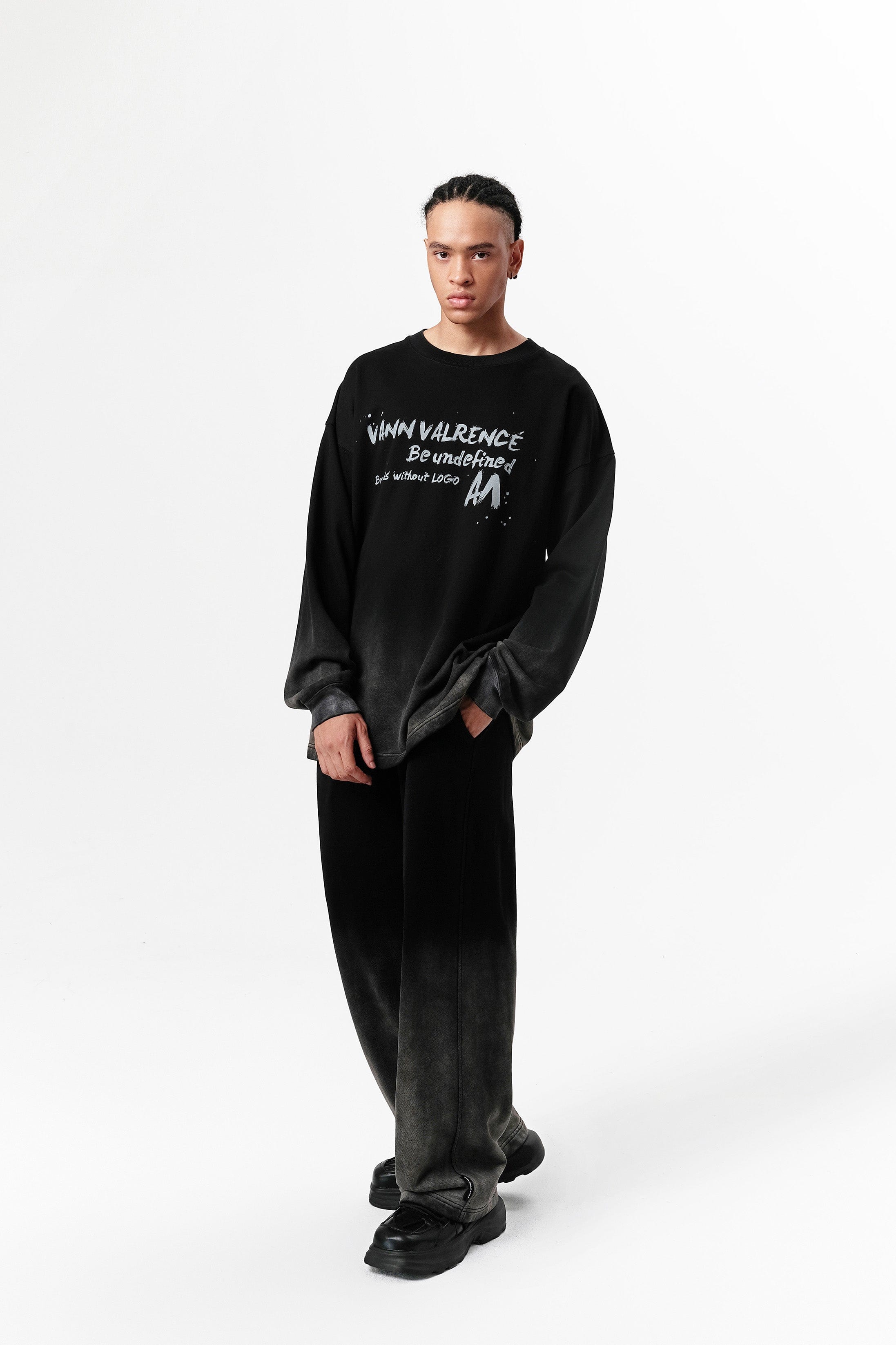 VANN VALRENCE Washed Gradient Straight-Leg Pants