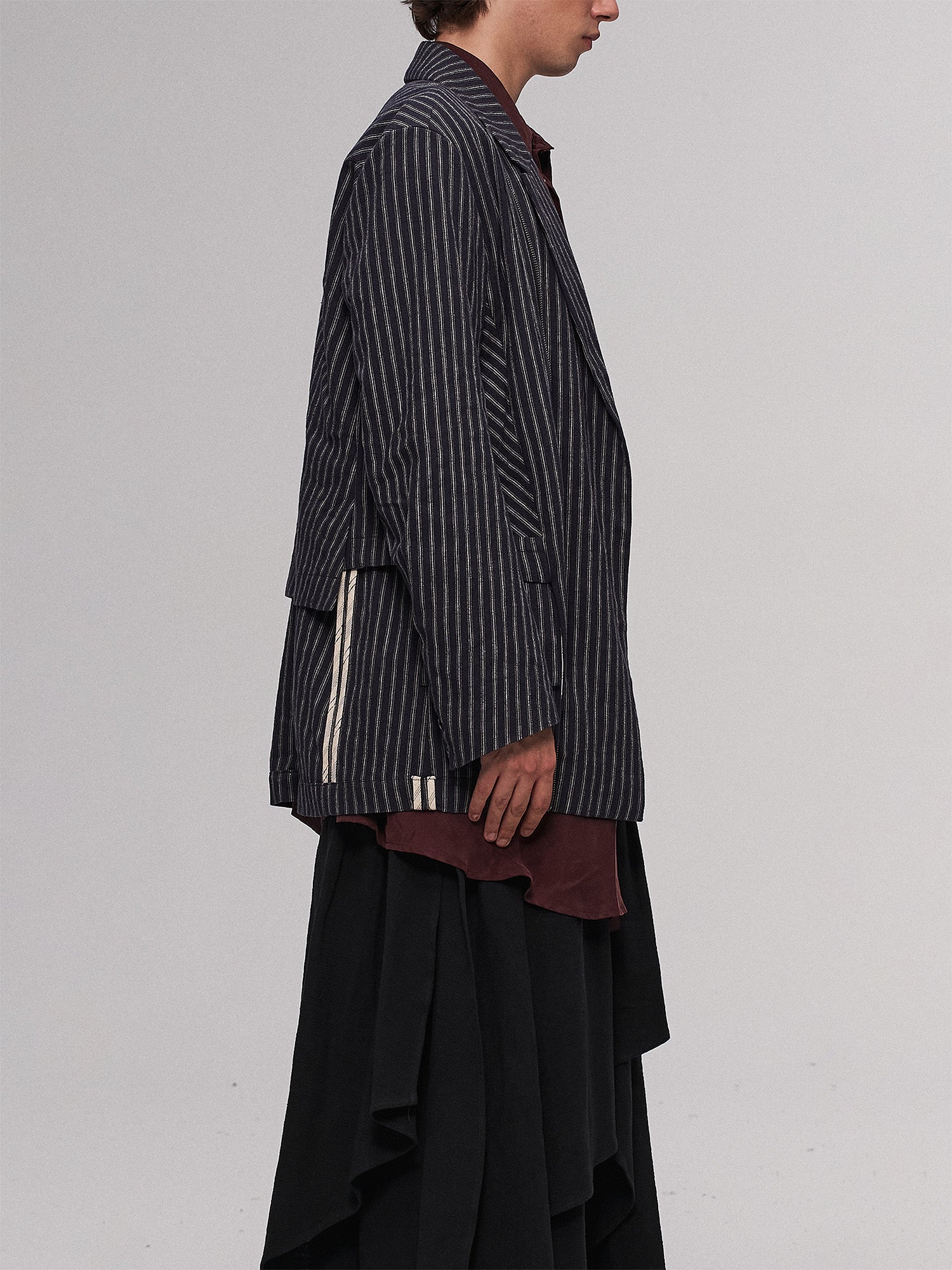 ILNya Nieternite Nifutur Deconstructed Stripe Panel Layered Jacket