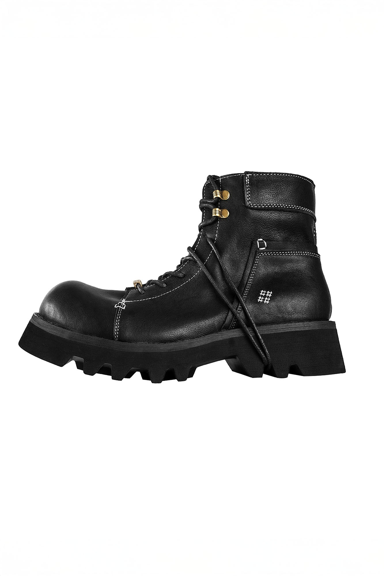 REWRITE Stitched Leather Lug Sole Martin Boots, premium urban and streetwear designers apparel on PROJECTISR.com, REWRITE