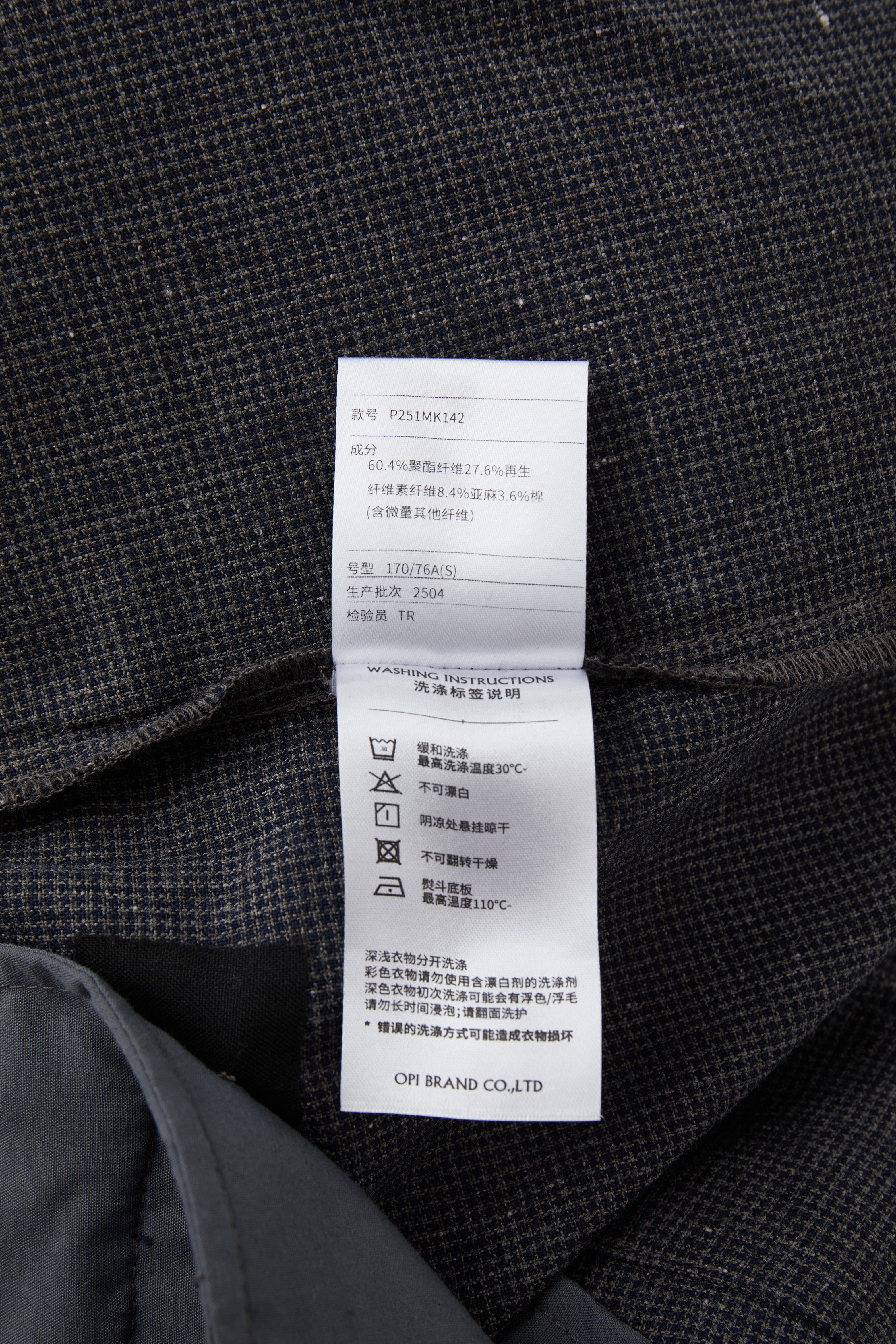 OPICLOTH Asymmetric Pleated Linen-Blend Micro Check Pants
