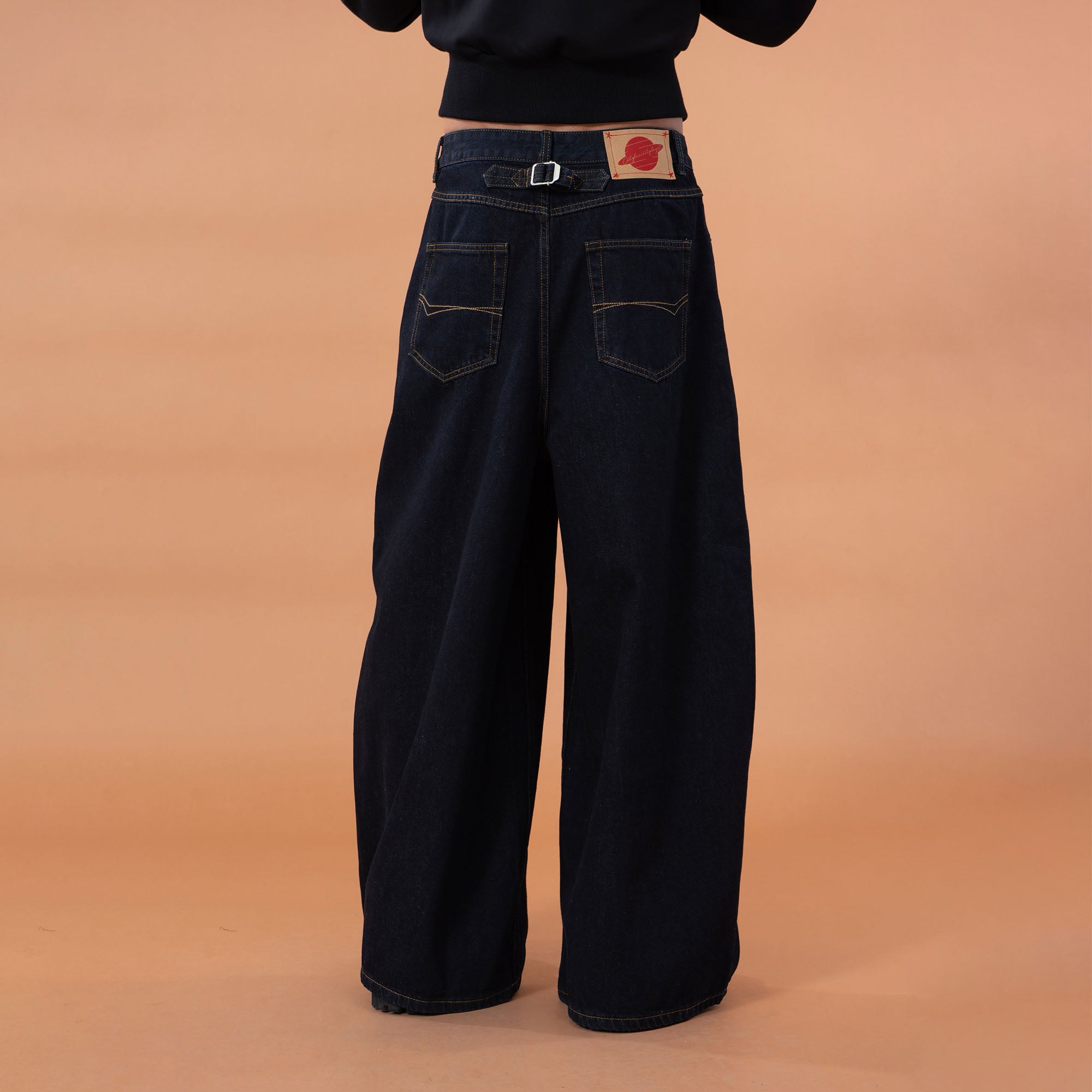 CLP Contrast-Waist Botton-Fly Oversized Raw Jeans, premium urban and streetwear designers apparel on PROJECTISR.com, CLP