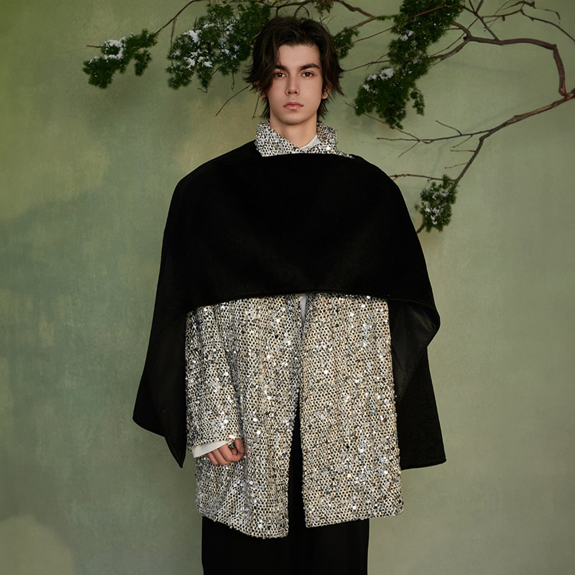 JIECHI Star Frost Layered Cape Coat, premium urban and streetwear designers apparel on PROJECTISR.com, JIECHI