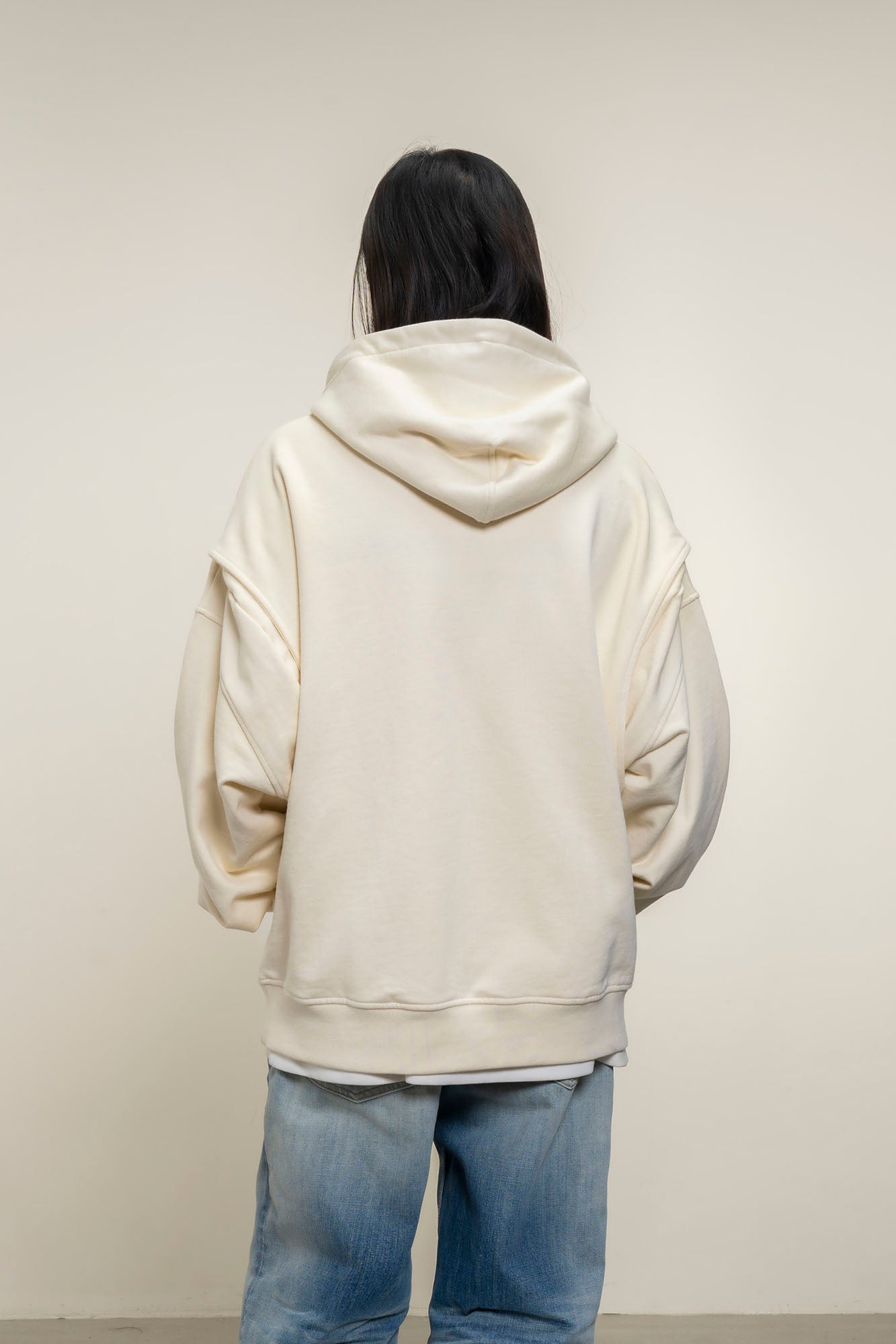 MAKEMORE Faux-Layer Embroidered Pocket Hoodie, premium urban and streetwear designers apparel on PROJECTISR.com, MAKEMORE