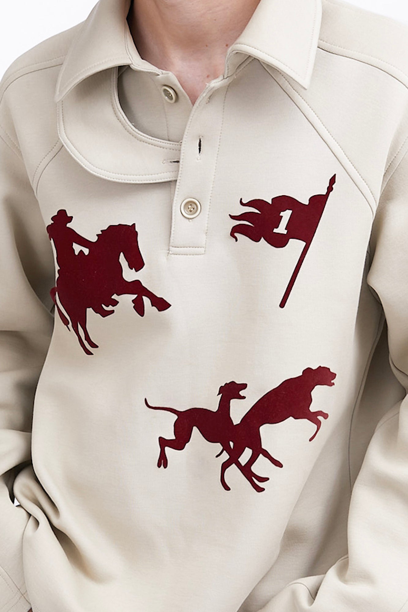 ASSEEN Cowboy Graphic Polo Sweatshirt