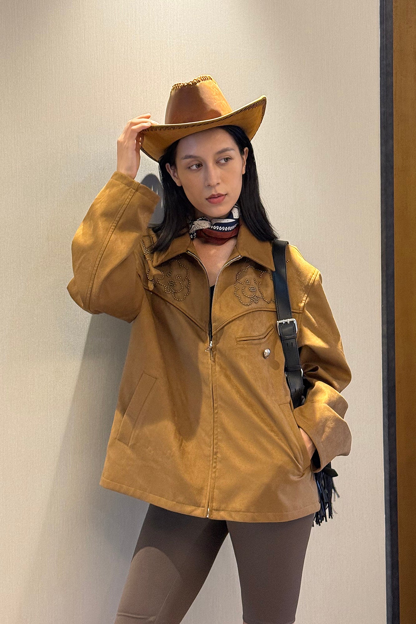ASSEEN Studded Suede Yoke Jacket