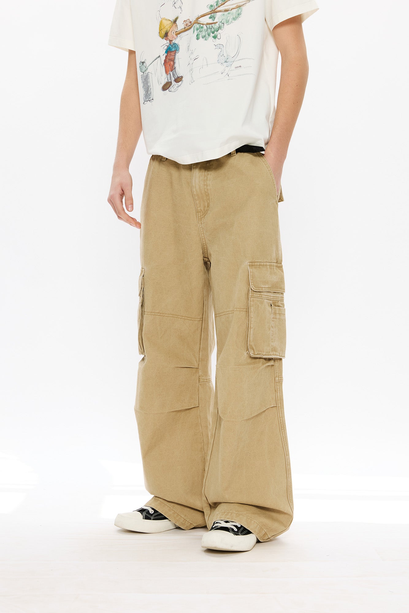 KREATE Washed Pleated Cargo Pants, premium urban and streetwear designers apparel on PROJECTISR.com, KREATE