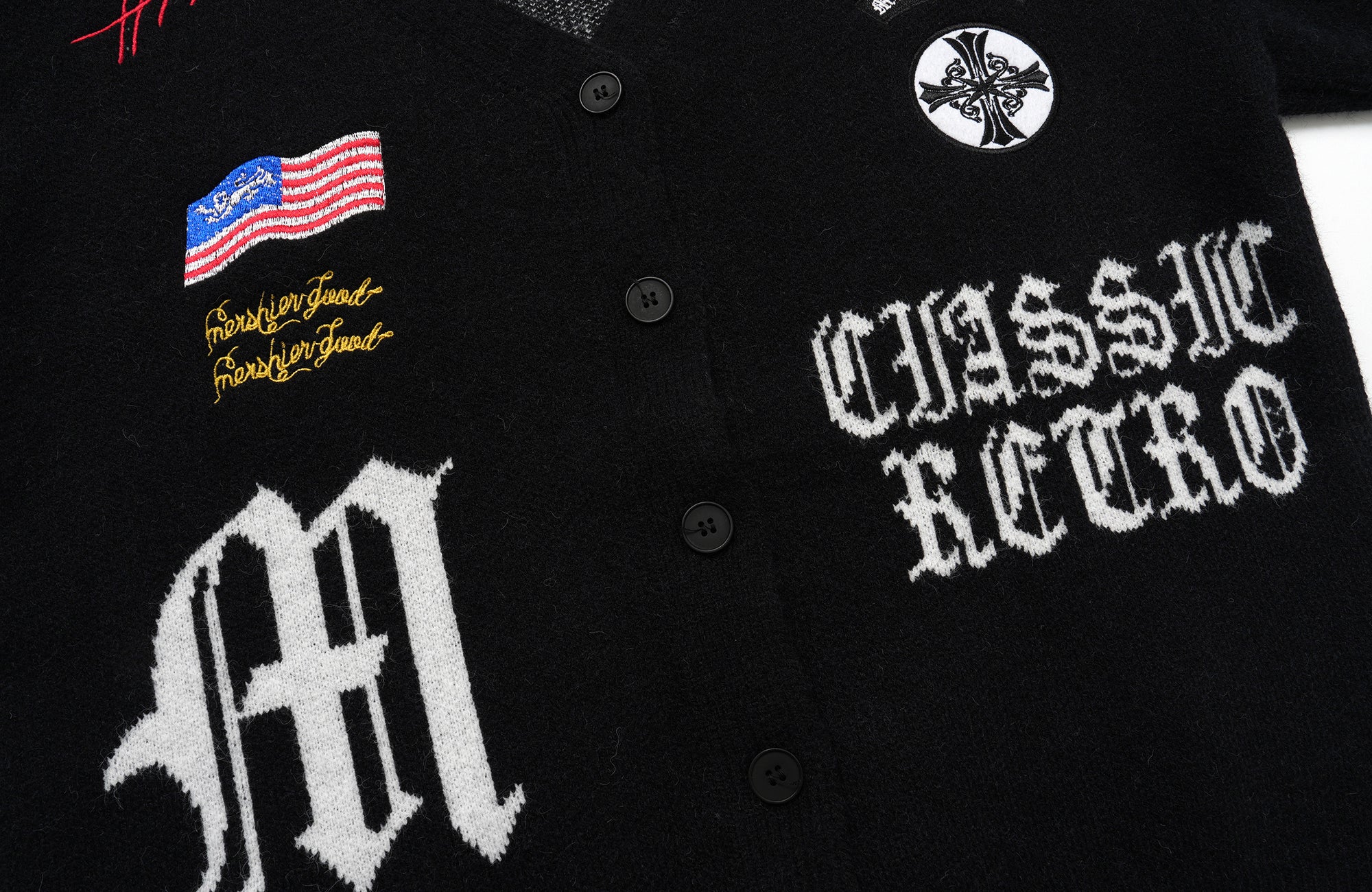 CLP Embroidered Patch Jacquard Cardigan