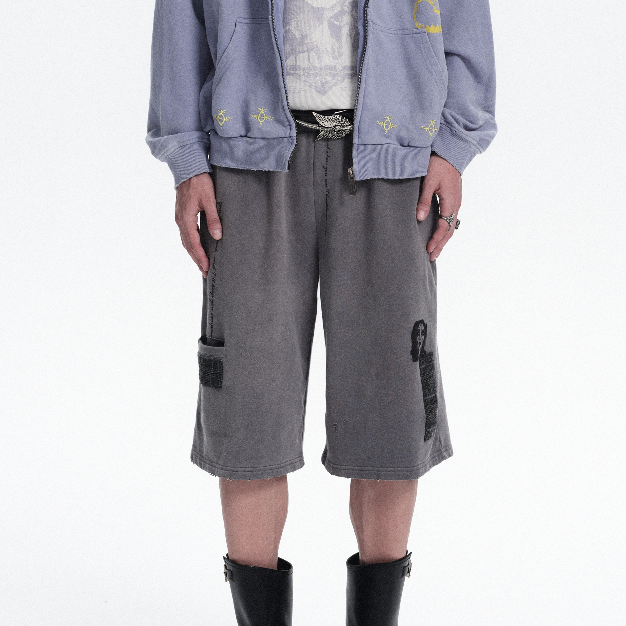 RICHILL Washed Patch Graphic Shorts