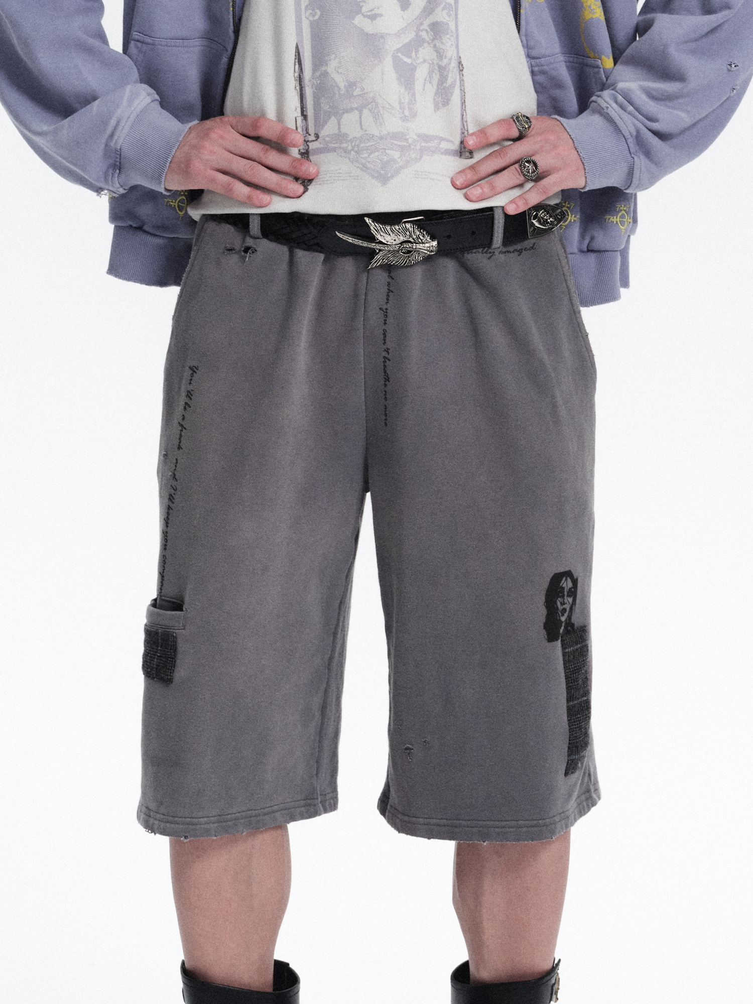 RICHILL Washed Patch Graphic Shorts