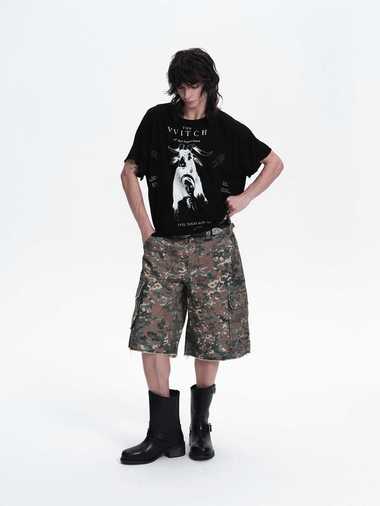 RICHILL Washed Camo Cargo Shorts