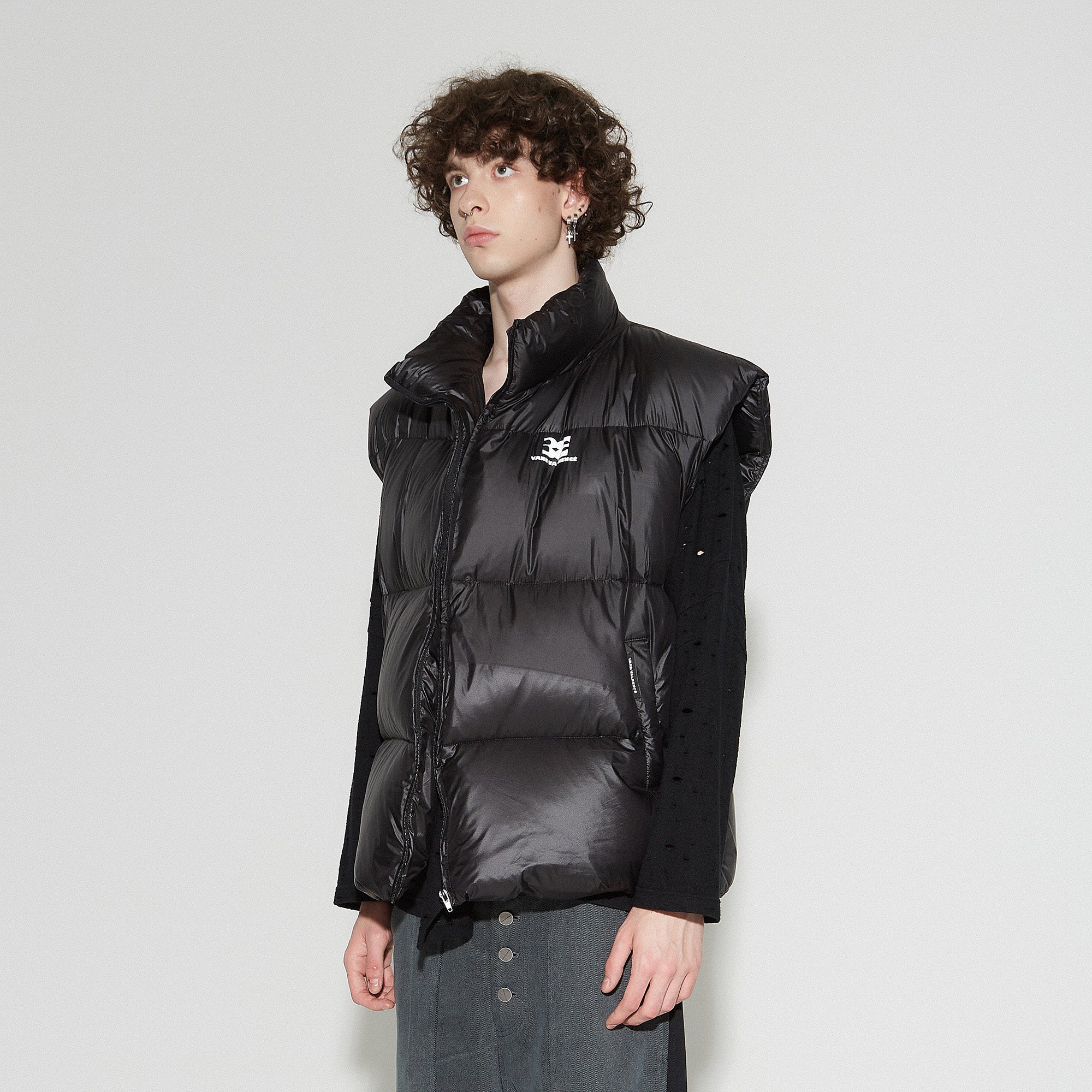 VANN VALRENCE Plain Duck Down Oversized Puffer Vest