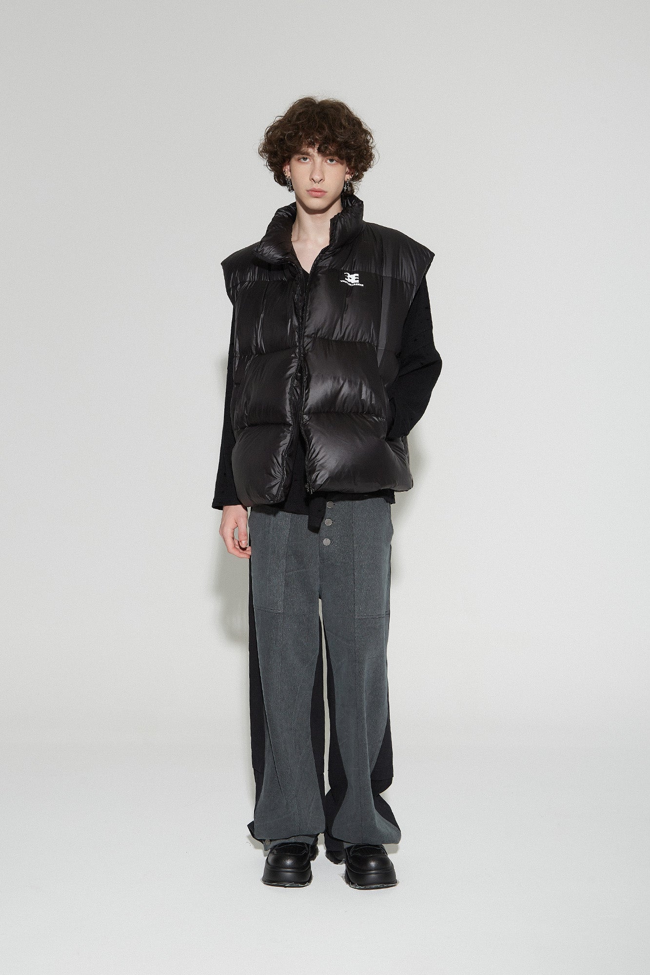 VANN VALRENCE Plain Duck Down Oversized Puffer Vest