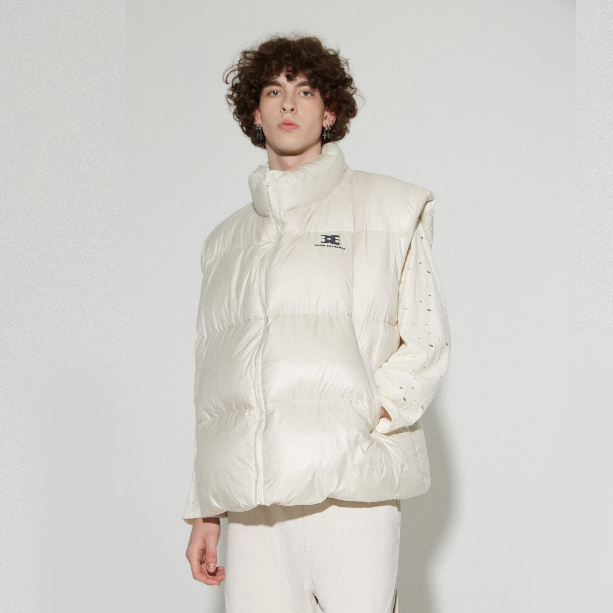 VANN VALRENCE Plain Duck Down Oversized Puffer Vest