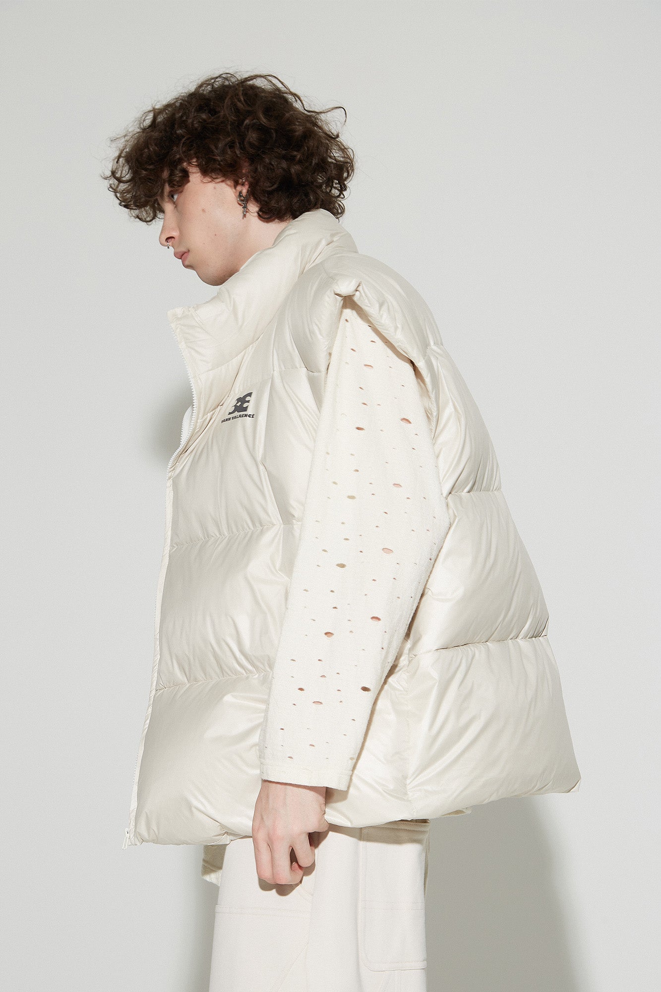 VANN VALRENCE Plain Duck Down Oversized Puffer Vest