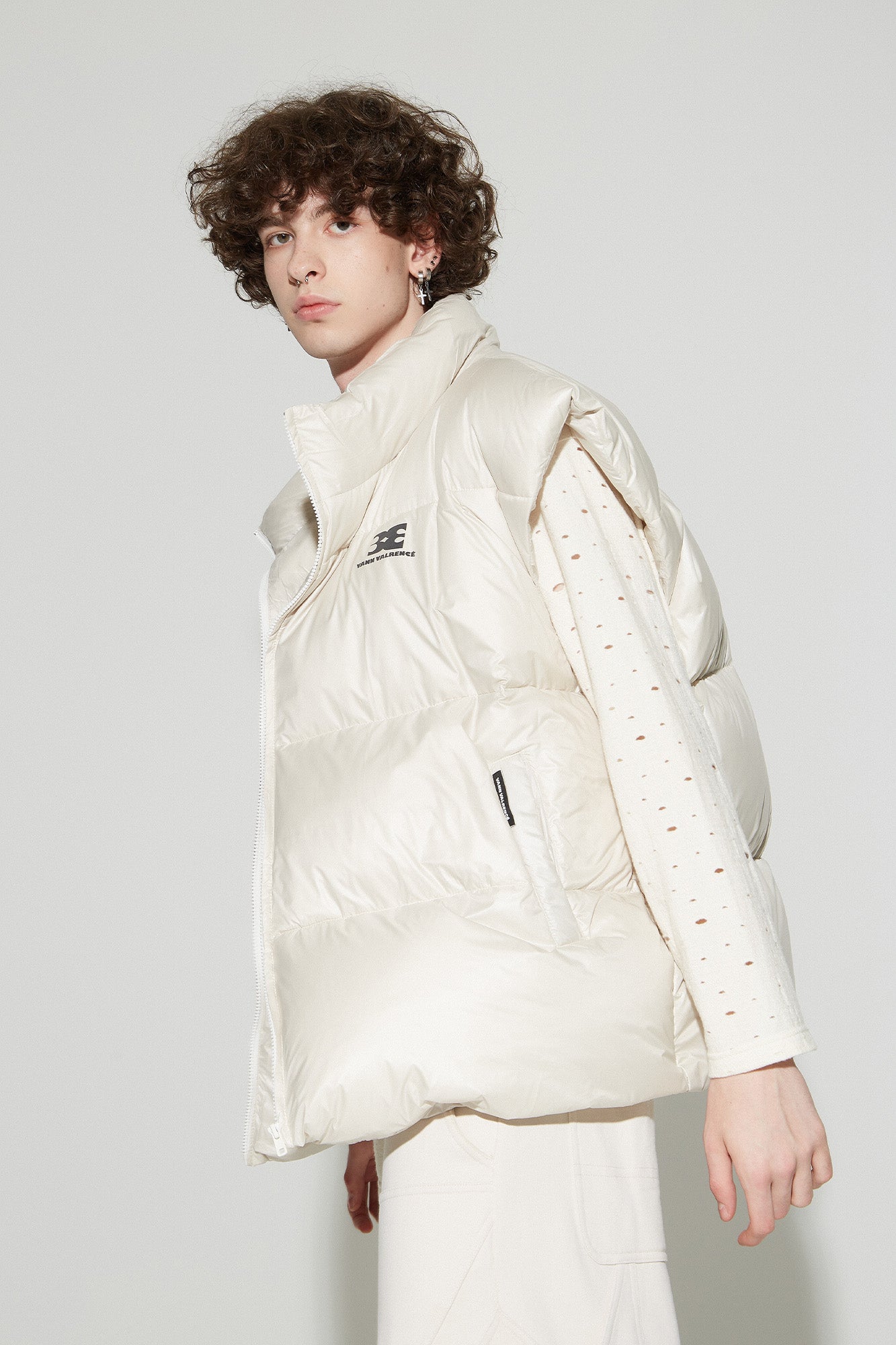 VANN VALRENCE Plain Duck Down Oversized Puffer Vest
